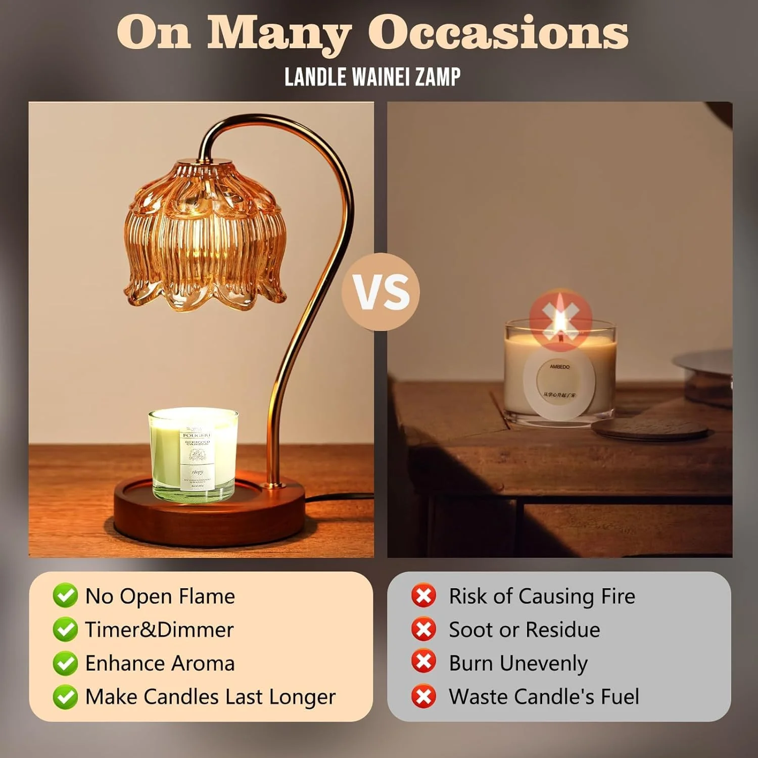 GEEZO Fragrance Candle Warmer Lamp,Electric Candle Warmer with Timer & Dimmer,Mom Christmas Birthday Gifts for Women, House Warming Gifts New Home Bedroom Decor - Image 6