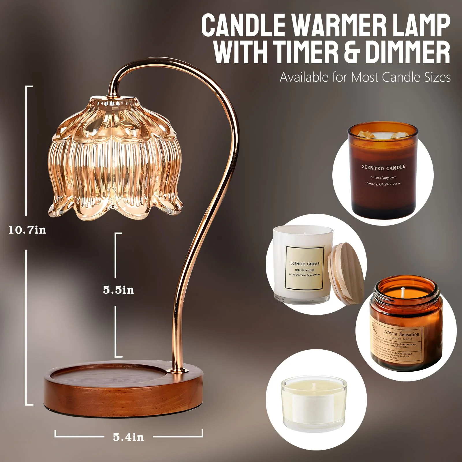 GEEZO Fragrance Candle Warmer Lamp,Electric Candle Warmer with Timer & Dimmer,Mom Christmas Birthday Gifts for Women, House Warming Gifts New Home Bedroom Decor - Image 8