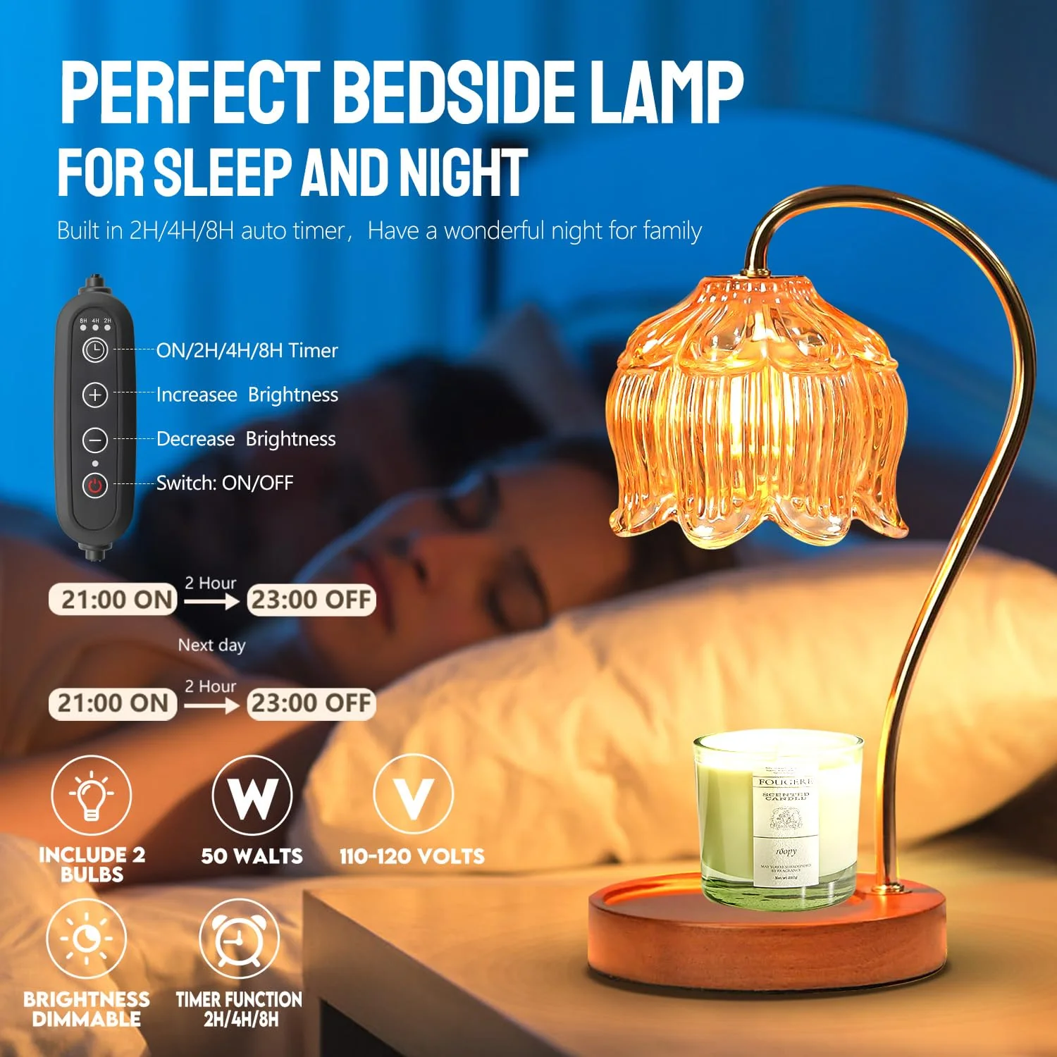 GEEZO Fragrance Candle Warmer Lamp,Electric Candle Warmer with Timer & Dimmer,Mom Christmas Birthday Gifts for Women, House Warming Gifts New Home Bedroom Decor - Image 9