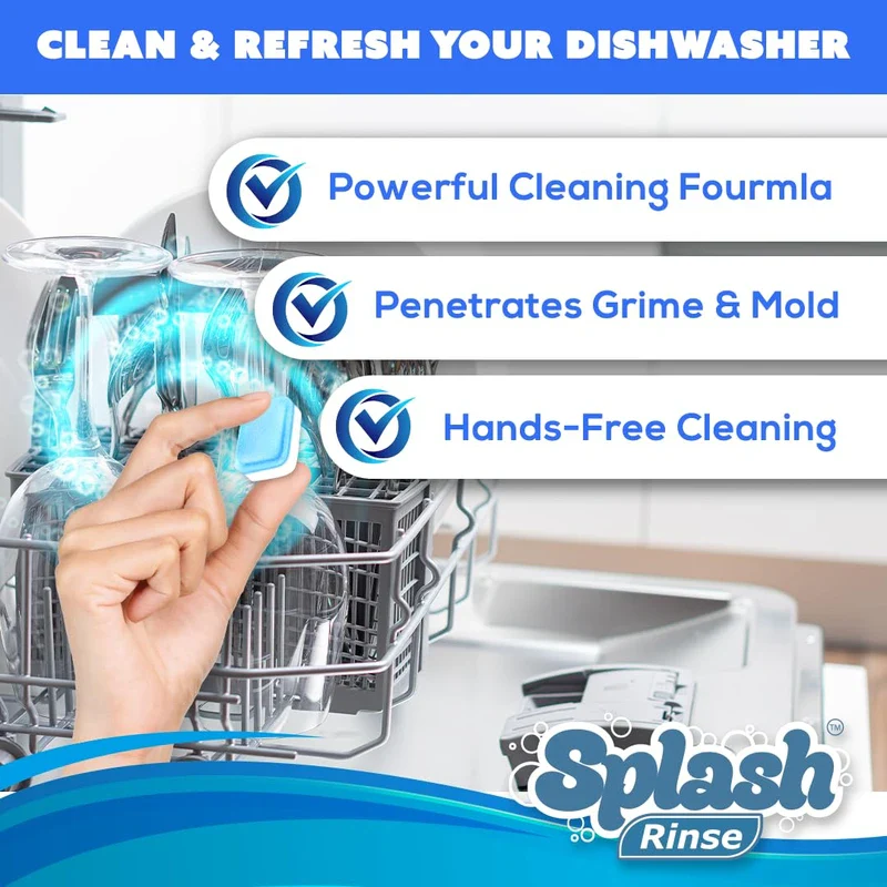 Generic Splash Rinse Dishwasher Cleaner Tablets - Deep Cleaning For All Dishwasher Machine Models, 1 Count (Pack of 6) - Image 2