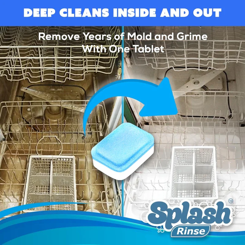 Generic Splash Rinse Dishwasher Cleaner Tablets - Deep Cleaning For All Dishwasher Machine Models, 1 Count (Pack of 6) - Image 6