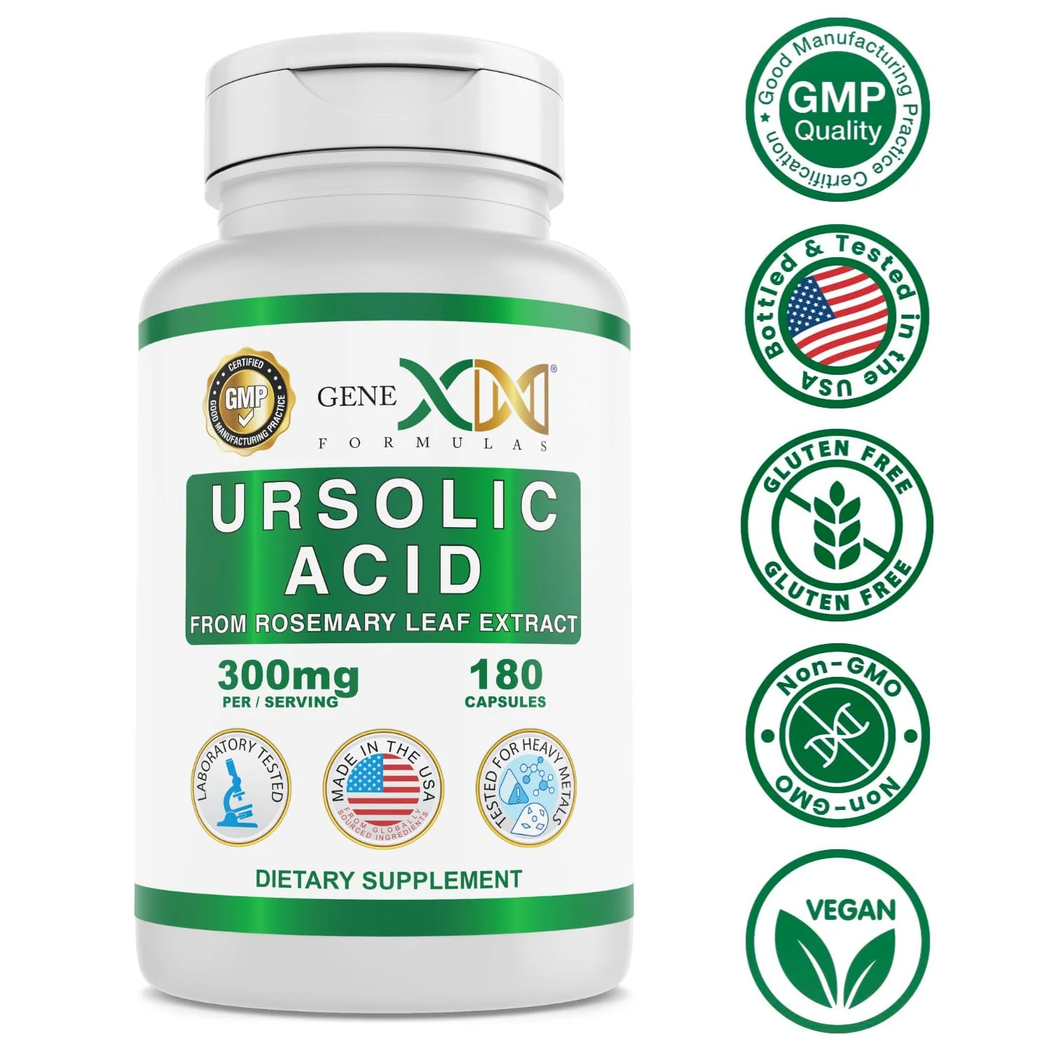 Genex Formulas Ursolic Acid 300mg (180 Capsules) Ursolic Acid Sourced from Rosemary Extract - Non-GMO, Gluten Free, Vegetarian - Image 7