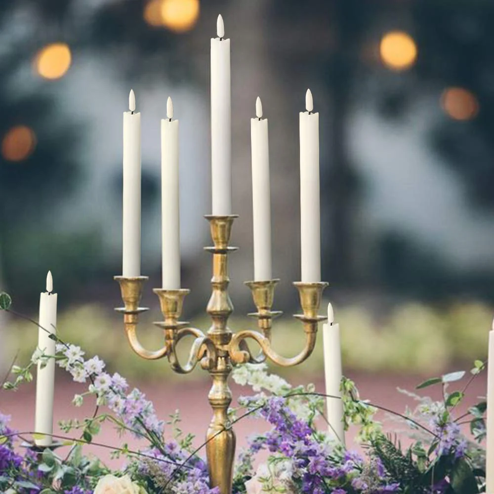 GenSwin Flameless White Taper Candles Flickering with 10-Key Remote, Battery Operated Led Warm 3D Wick Light Window Candles Real Wax Pack of 6, Christmas Home Wedding Decor(0.78 X 9.64 Inch) - Image 8