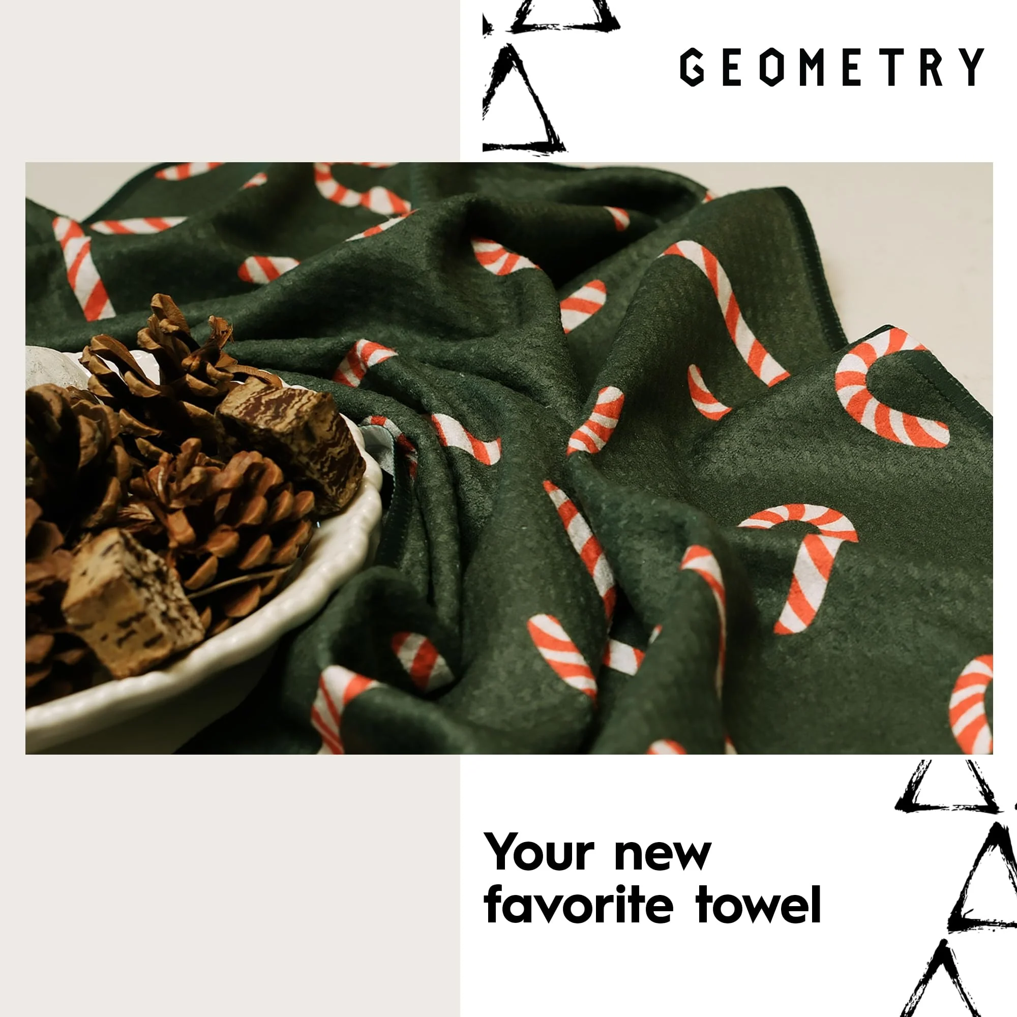 GEOMETRY Christmas Kitchen Towels - Quick Dry Microfiber Cloth Dish Towels for Kitchen Drying - Premium Quick Dry Towel, 2-Pack Set (Festive Lights + Ginger Joy (Merry Magic) - Image 2