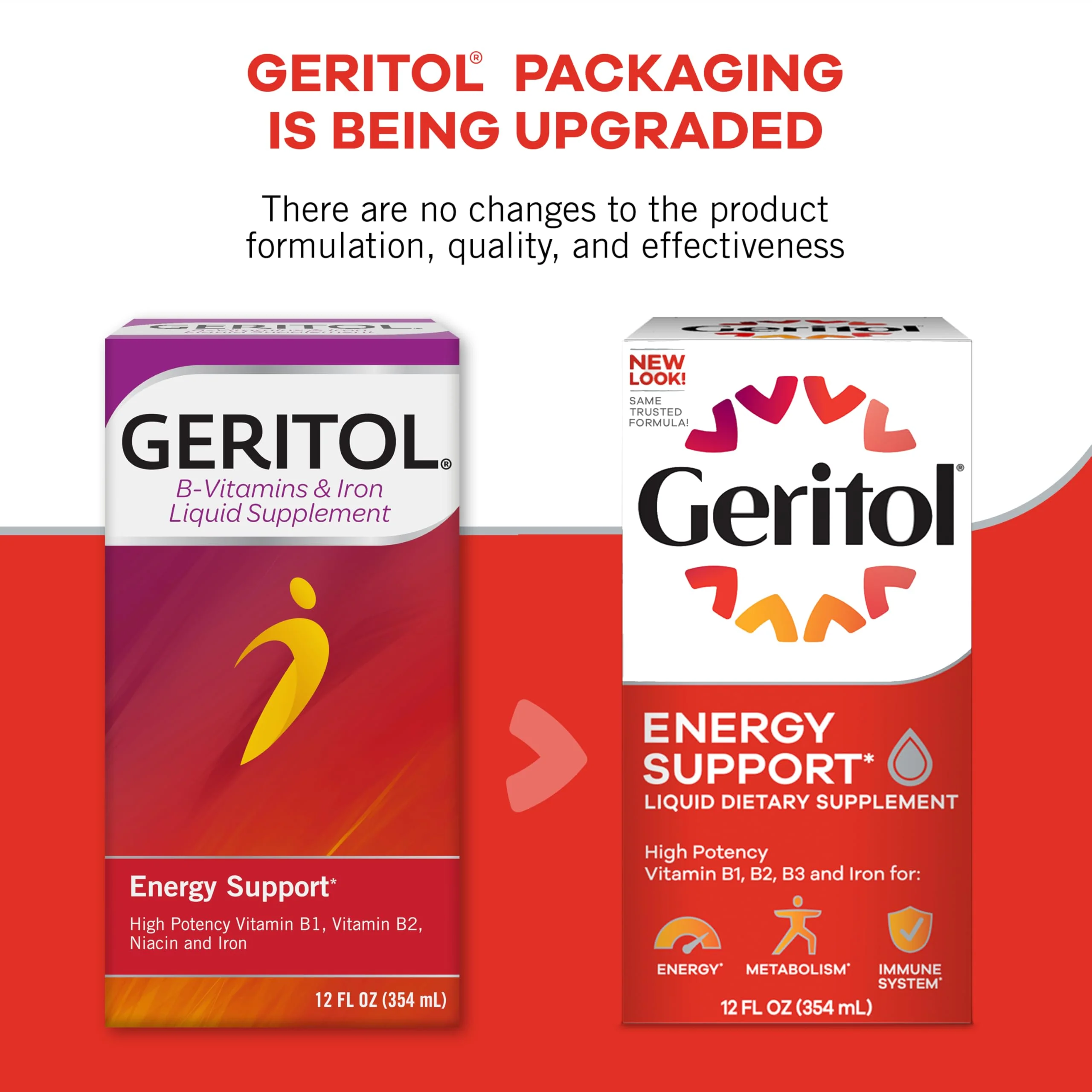 Geritol Liquid Vitamin and Iron Supplement, Energy Support, Contains High Potency B-Vitamins and Iron, Pleasant Tasting, Easy to Swallow, No Artificial Sweeteners, Non-GMO, 12 Oz, 3 Pack - Image 3