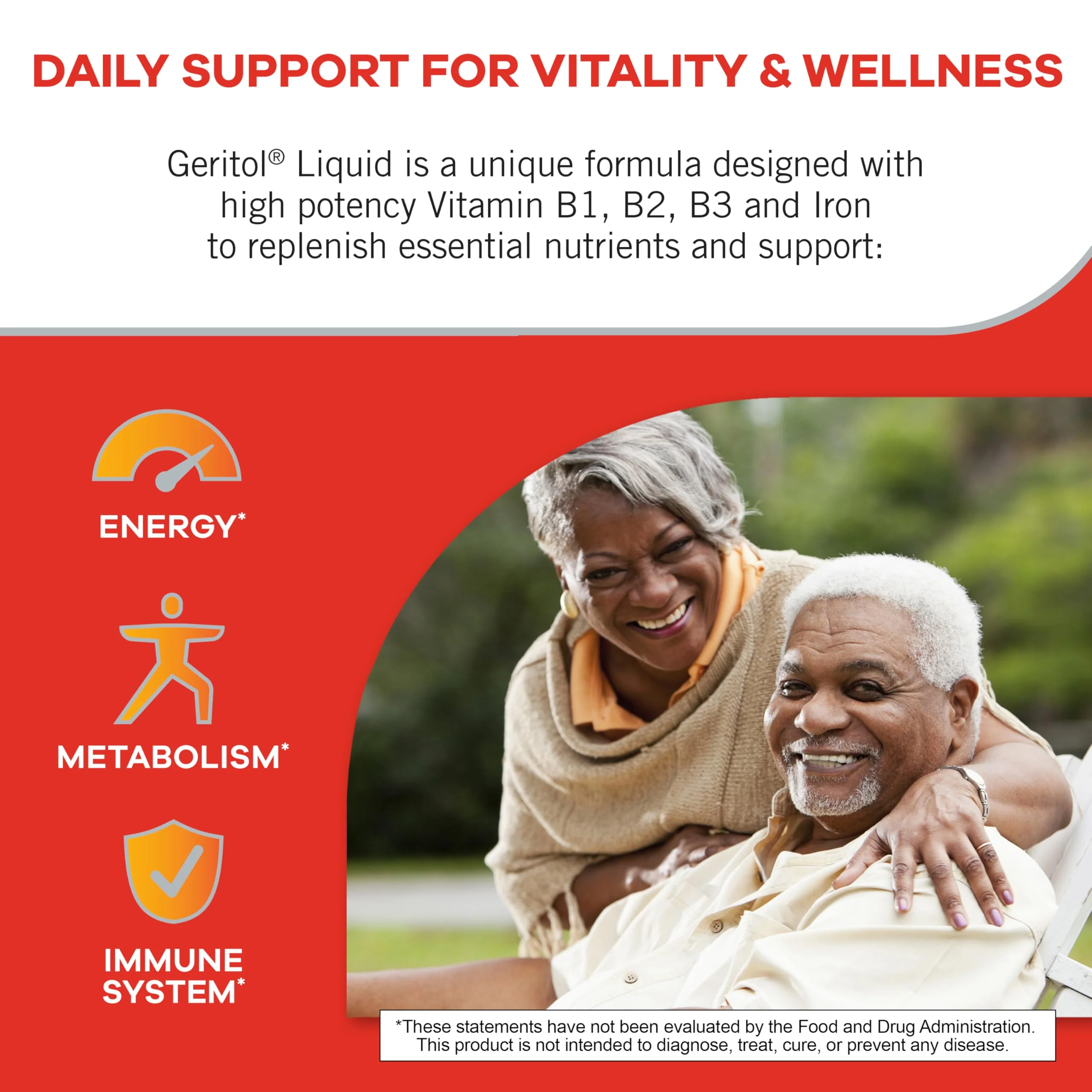 Geritol Liquid Vitamin and Iron Supplement, Energy Support, Contains High Potency B-Vitamins and Iron, Pleasant Tasting, Easy to Swallow, No Artificial Sweeteners, Non-GMO, 12 Oz, 3 Pack - Image 6