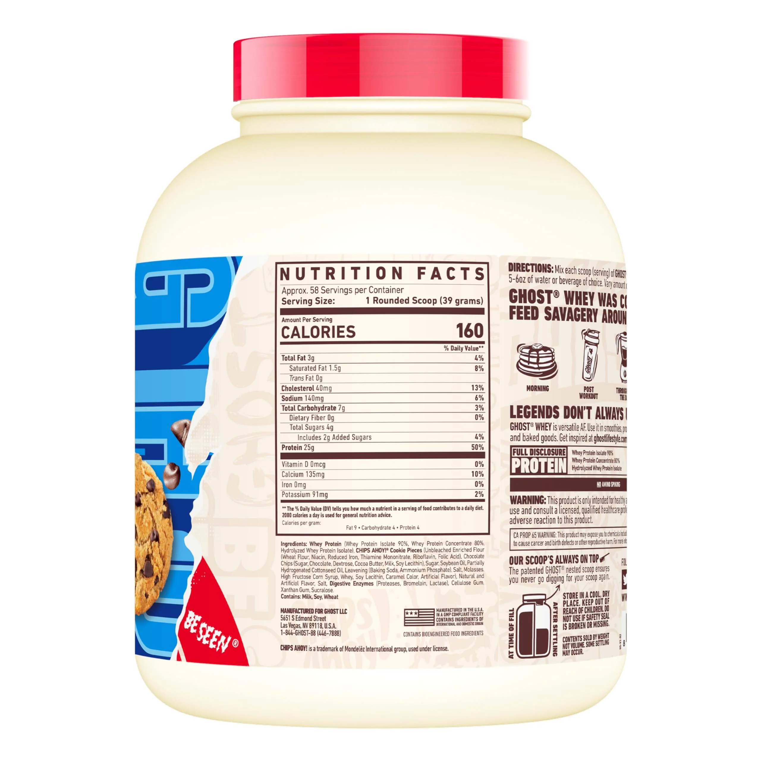 GHOST Whey Protein Powder, Chips Ahoy - 5LB Tub, 25G of Protein - Chocolate Chip Cookie Flavored Isolate, Concentrate & Hydrolyzed Whey Protein Blend - Image 2