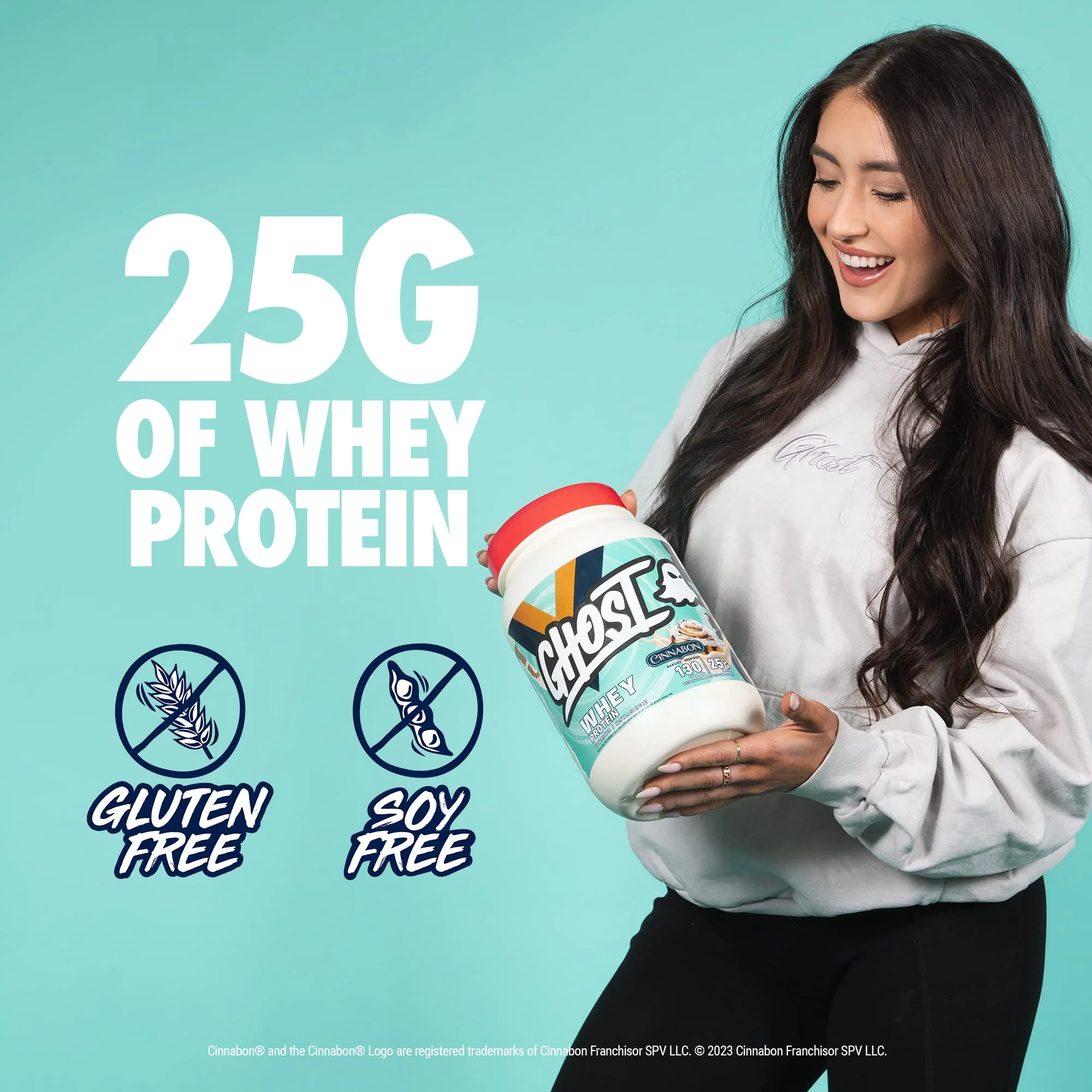 GHOST Whey Protein Powder, Cinnabon - 2LB Tub, 25G of Protein - Cinnamon Roll Flavored Isolate, Concentrate & Hydrolyzed Whey Protein Blend - Post Workout Shakes - Soy & Gluten Free - Image 5