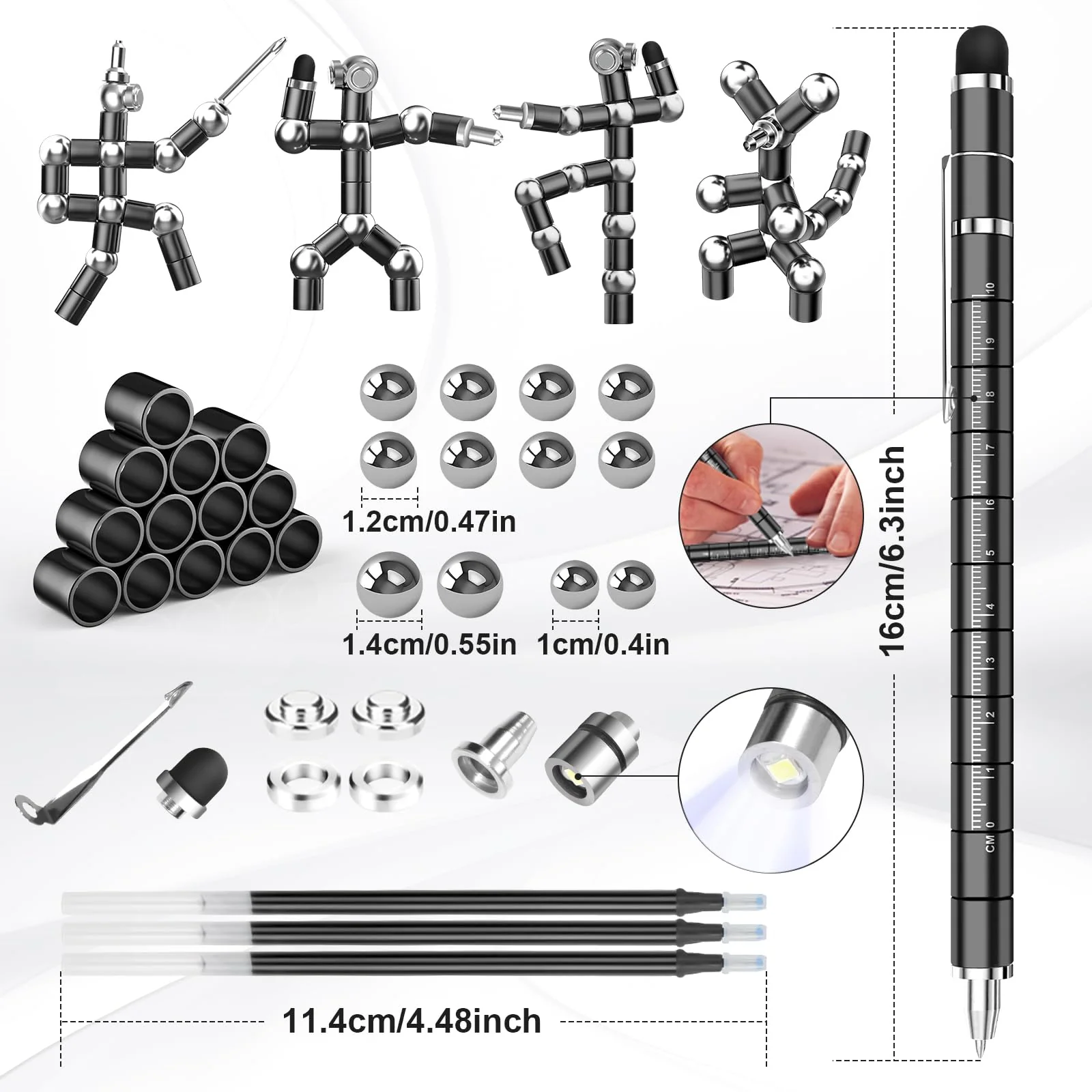 Gifts for Men Fidget Pen, Stocking Stuffers for Teen Boys, White Elephant Gifts for Adults, Anniversary Birthday Gift for Men Him Husband Teenage Boy Brother, Mens Gift for Christmas Multifunction Pen - Image 5
