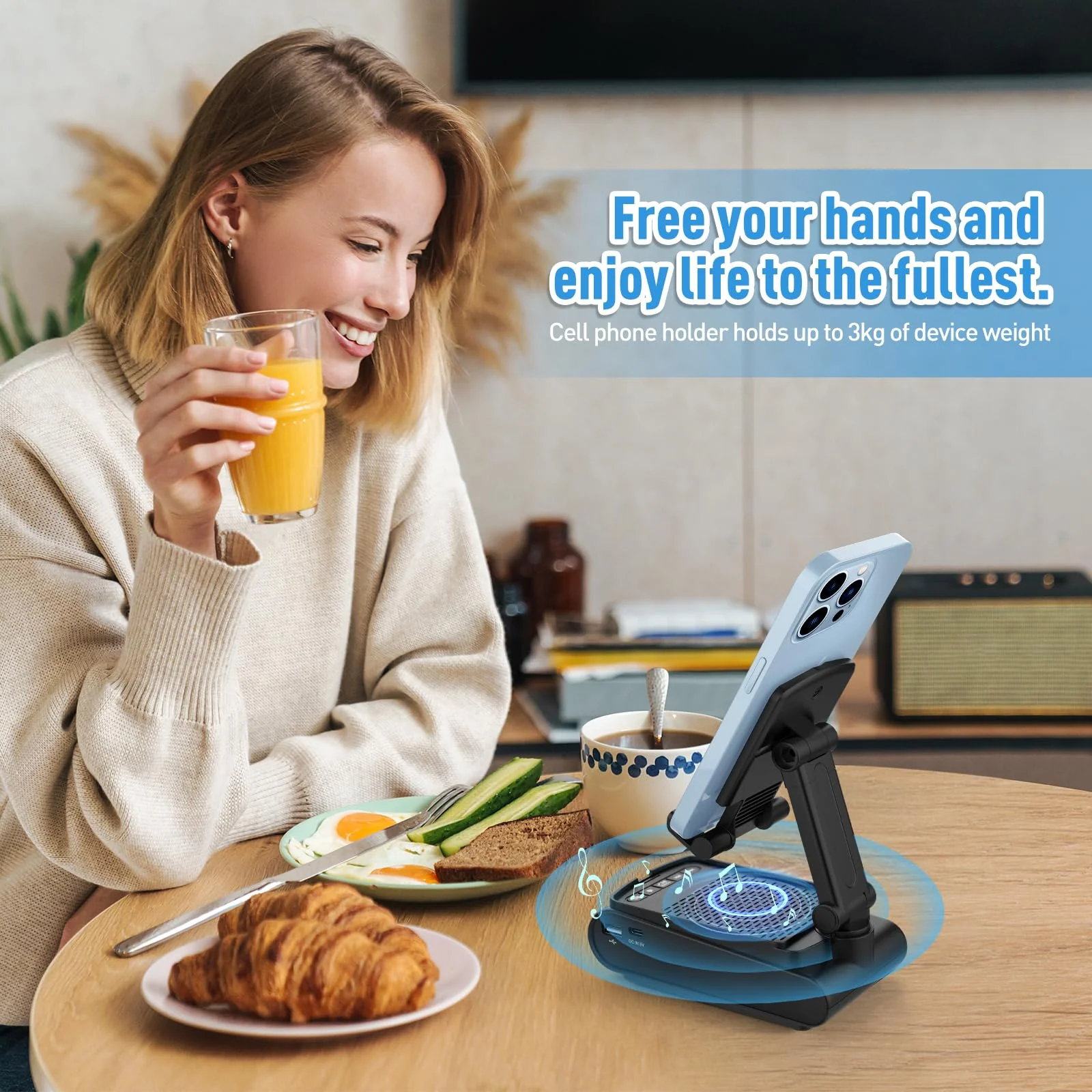 Gifts for Men, White Elephant Gifts for Adults, Cell Phone Stand with Wireless Bluetooth Speaker, Birthday Gift for Dad Boyfriend Husband Him Men Gifts for Christmas, Stocking Stuffers for Adults - Image 2