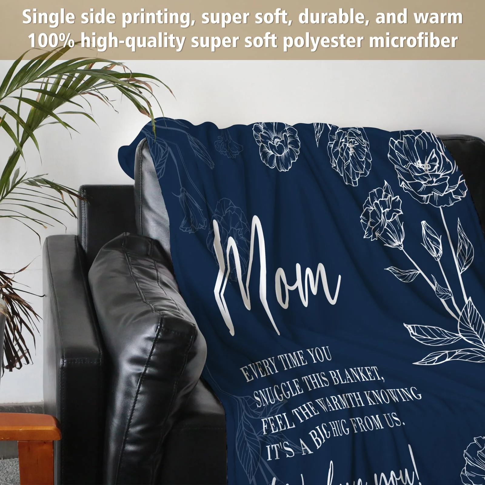Gifts for Mom Christmas, Mom Birthday Gifts Blanket, Moms Gift for Women from Daughter Son, We Love You Present for Mother Mommy Mothers Day 60" x 50", Blue - Image 5