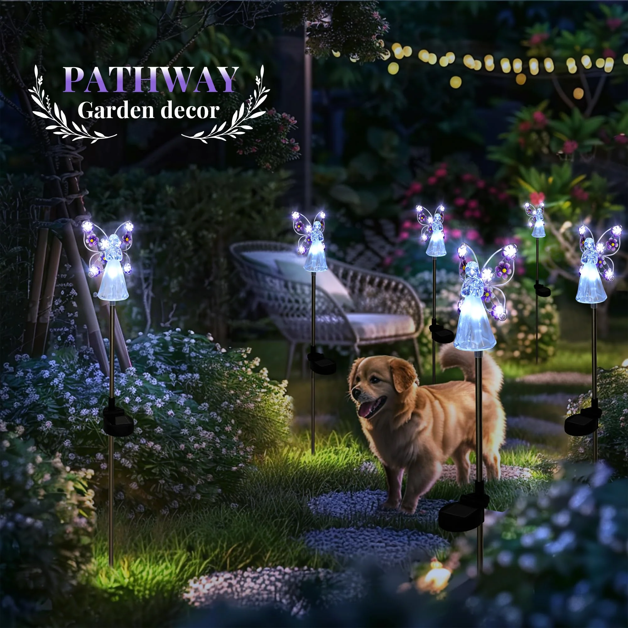 GIGALUMI Solar Angel Garden Stake Lights - 2 Pack Angel Solar Lights Outdoor Garden, Eternal Light Angel with 7 LEDs for Cemetery Grave Decorations, Memorial Gift, Christmas Yard Art, Sympathy Gifts - Image 6