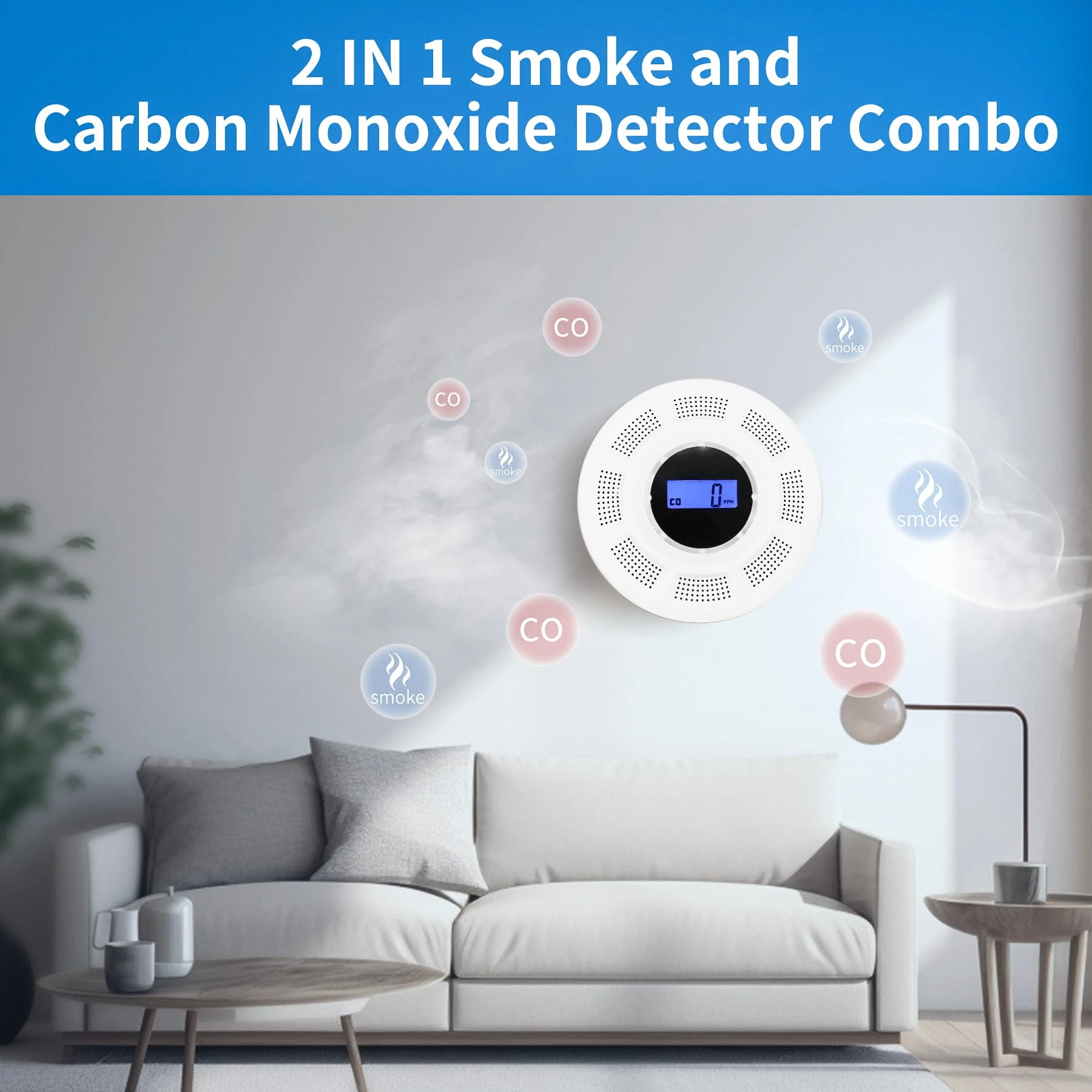 GiiHoo Smoke and Carbon Monoxide Detector Combo Powered by Battery, 2 in 1 CO & Smoke Alarm with LED Warning Light Indicators for Home, Travel, RV, Garage (4 Pack) - Image 7