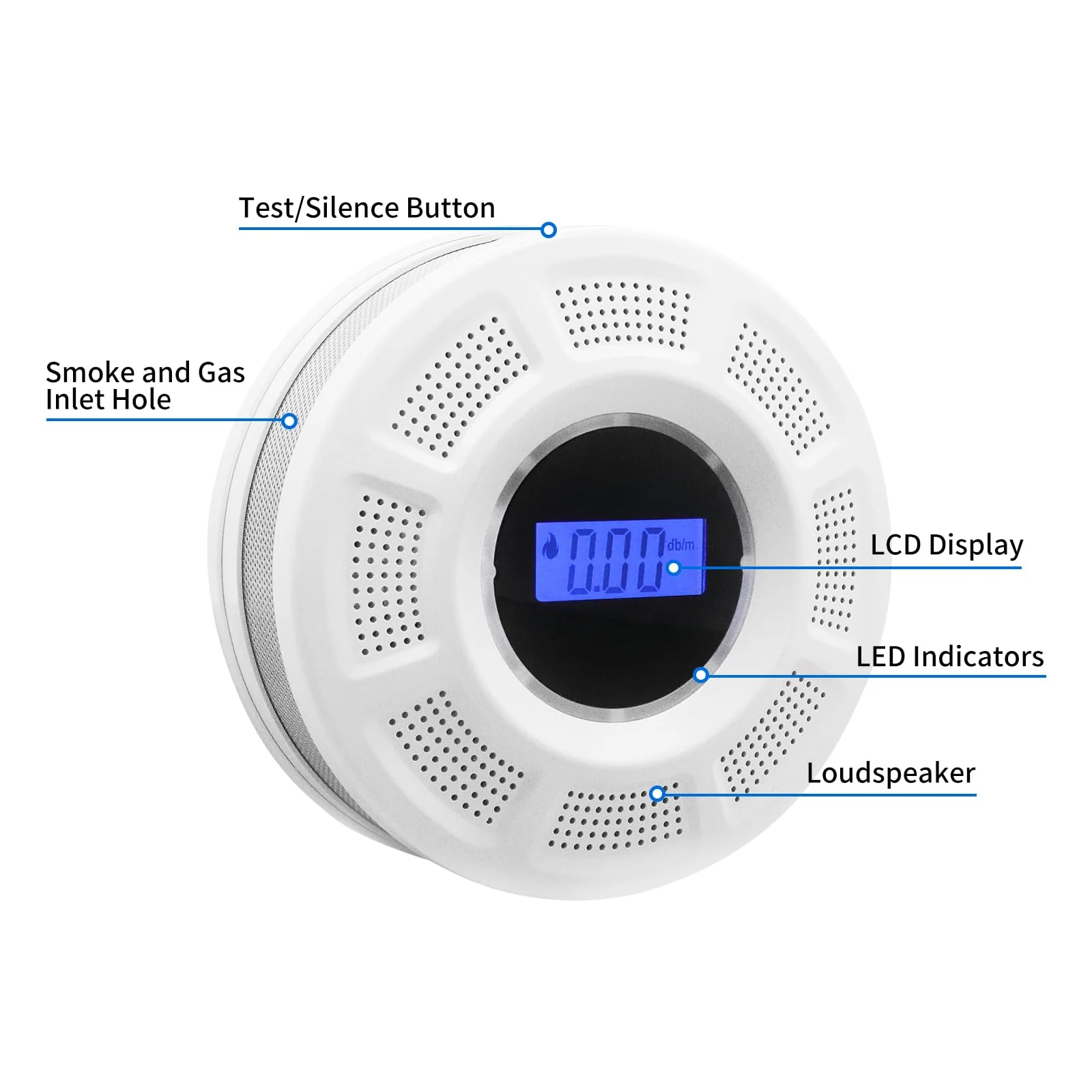 GiiHoo Wireless Interconnected Smoke Carbon Monoxide Detector Battery Powered, Interlinked Combination Smoke and Carbon Monoxide Detector Alarm with Digital Display, Silence Button (White-6) - Image 3