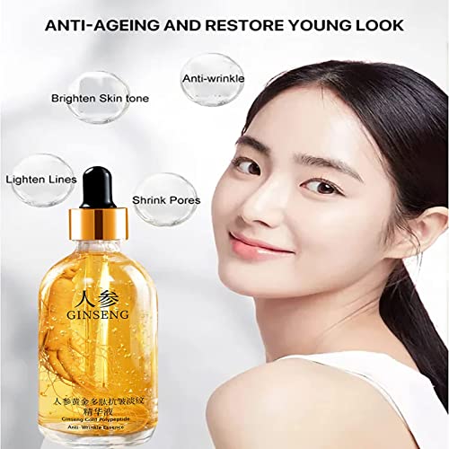 Ginseng Polypeptide Anti-Ageing Essence, Ginseng Anti Wrinkle Serum, Ginseng Anti Aging Essence, Gold Ginseng Face Serum, Ginseng Essential Oil Reduce Fine Lines (1 Bottle) - Image 5