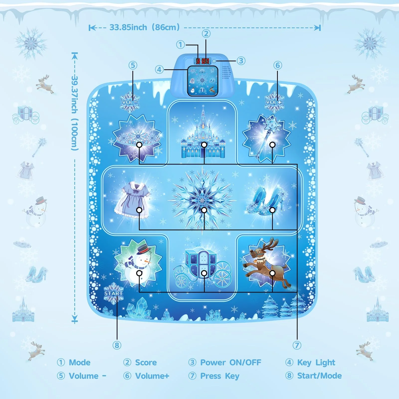 GirlsHome Dance Mat - Frozen Toys for Girls Electronic Dance Pad with 5 Game Modes, Built-in Music, Touch Sensitive Light Up LED Kids Musical Mat, Christmas & Birthday Gift for Girls 3-13 - Image 8