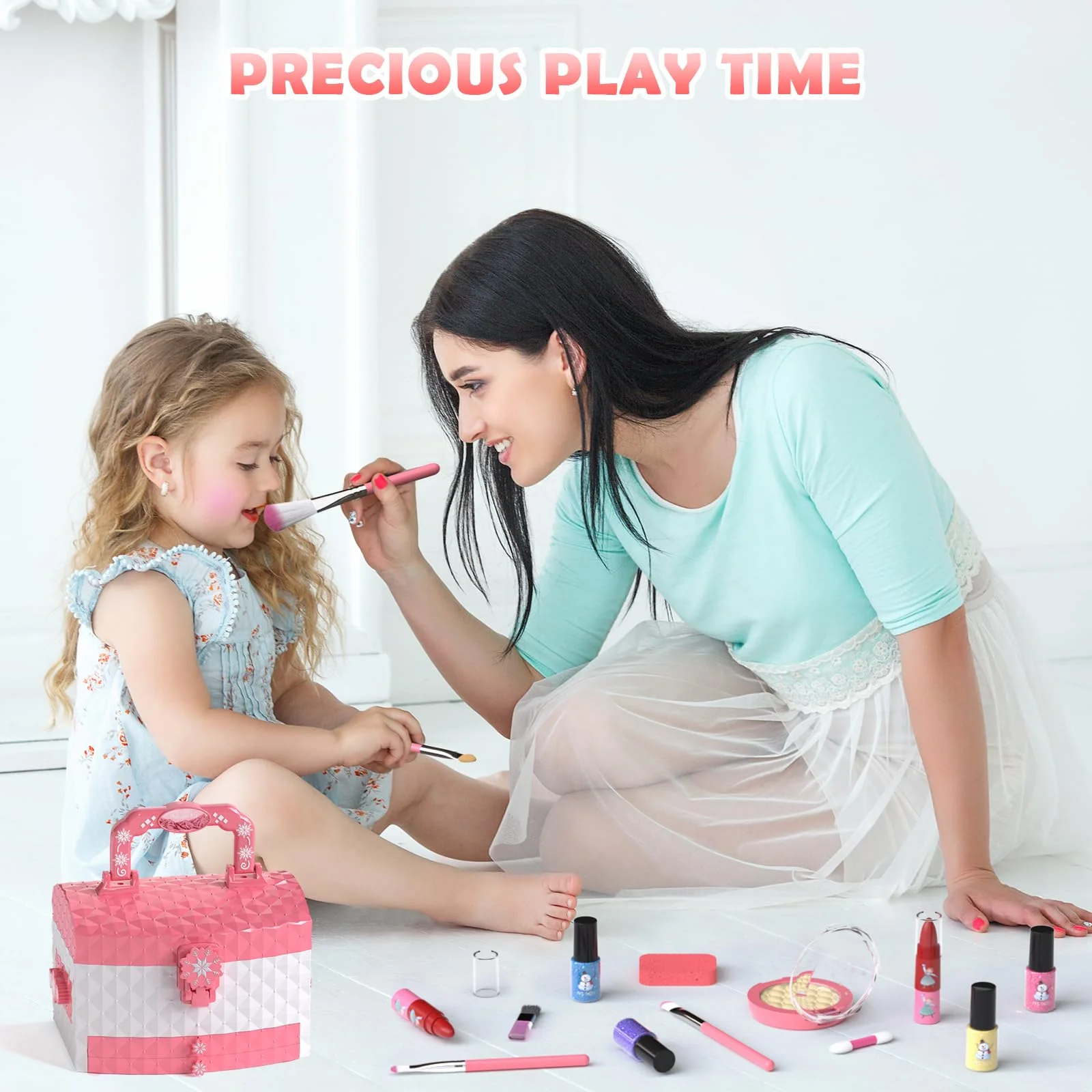 GirlsHome Kids Makeup Set for Girl 56 Pcs Washable Real Cosmetic, Non-Toxic Frozen Toys Toddler Makeup Kit, Frozen Princess Dress up Kit Christmas & Birthday Girl Gift for 3-12 (Frozen Pink) - Image 7