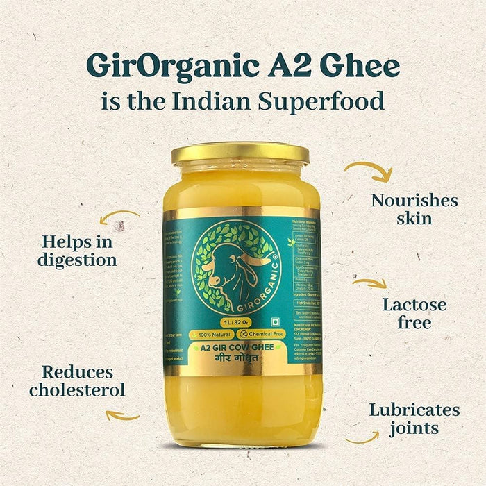 GirOrganic Grass Fed A2 Ghee| Clarified Butter (32 Oz) - Unsalted Gir Cow Ghee Butter - Organic Ghee Oil - Pasture Raised, Lactose-Free 32 Oz - Image 7