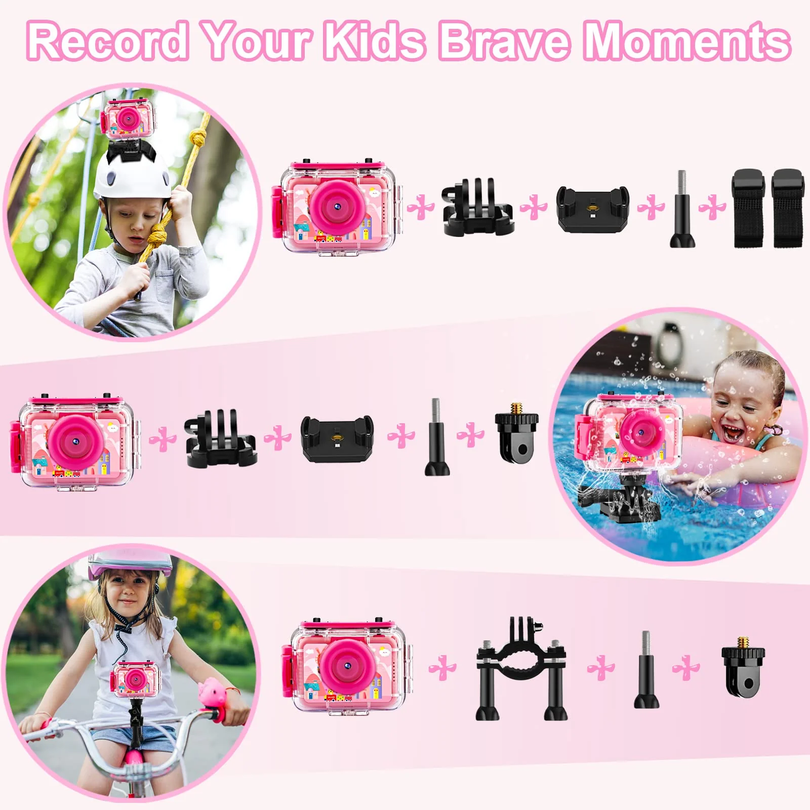 GKTZ Kids Camera - Waterproof Underwater Camera for Kids, Christmas Birthday Gifts for Girls Age 3-12, 1080P HD Children Digital Action Camera, Pool Toys for Kids Age 4-12 - Image 2