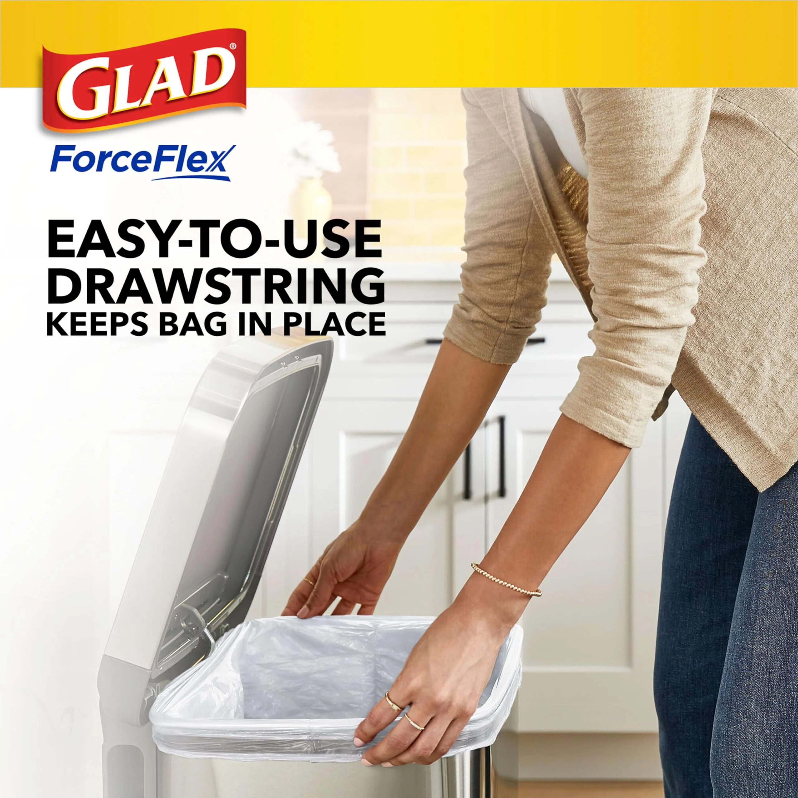 Glad ForceFlex Drawstring Trash Bags, 13 Gallon, Gain Lavender, 110 Count (Package May Vary) - Image 7