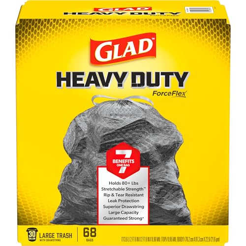 Glad Large 30 Gallon Trash Bags, Unscented Heavy Duty Garbage Bags, Forceflex with Drawstring, 68 Count (Packaging May Vary) - Image 3