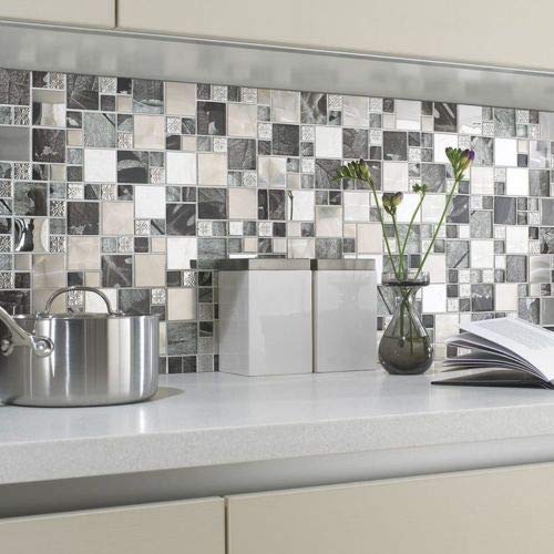 Glass Saturn-Mosaic Modular Silver Tile Jupiter Bathroom Kitchen 300x300mm - Image 2