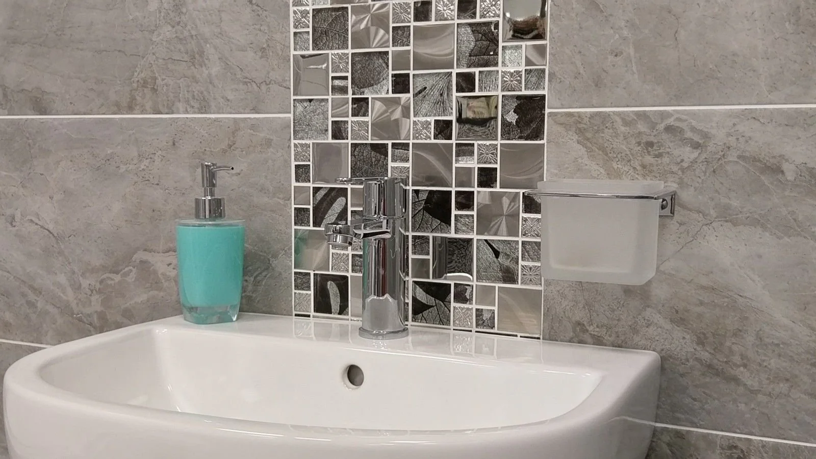 Glass Saturn-Mosaic Modular Silver Tile Jupiter Bathroom Kitchen 300x300mm - Image 5