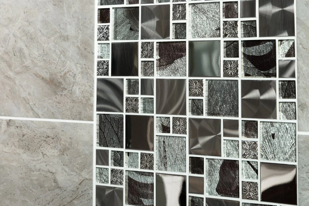 Glass Saturn-Mosaic Modular Silver Tile Jupiter Bathroom Kitchen 300x300mm - Image 6