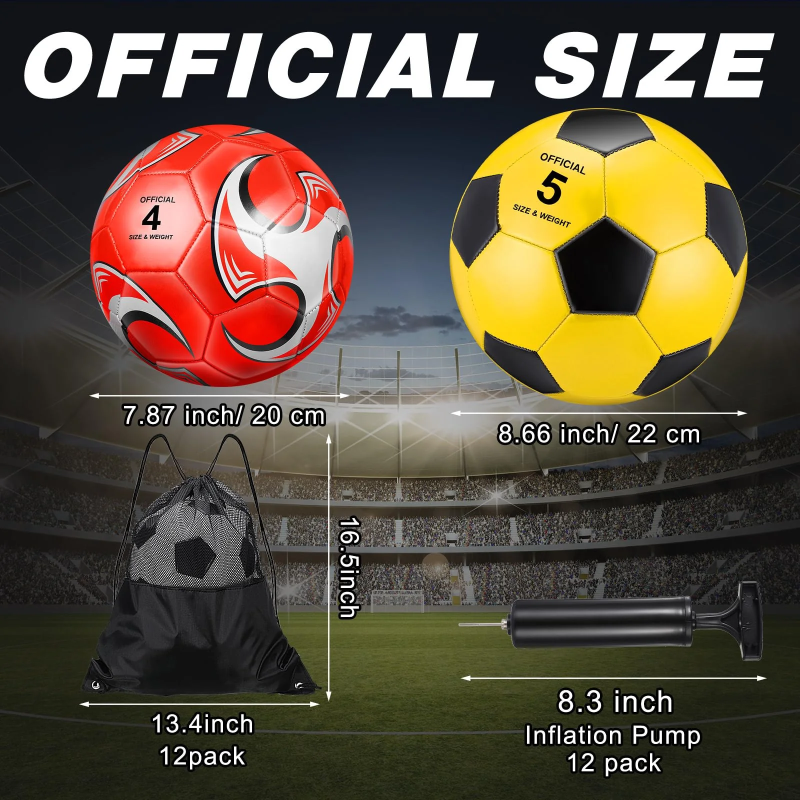 Glimin 12 Pcs Operation Christmas Deflated Soccer Balls Size 5/4 Bulk with Pump Drawstring Bag for Official Soccer Sport Christian Charity Donation Xmas Gift () - Image 7