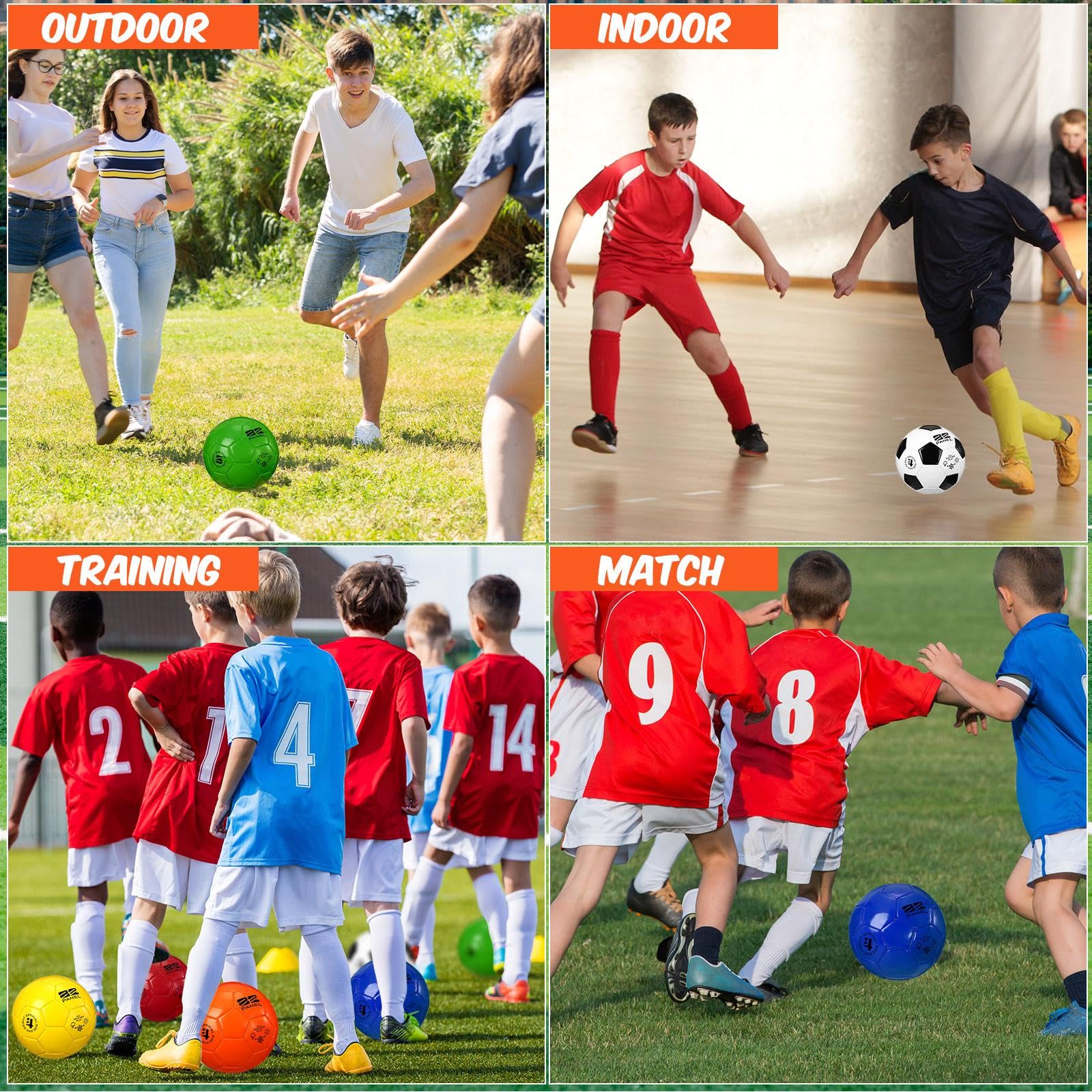 Glimin 6 Pcs Operation Christmas Soccer Ball Bulk with Pump Needles, Official Deflated Soccer Ball Gift for Youth Adult Game Training Practice Christian Charity Donation(Bright Color,Size 4,Fresh) - Image 2