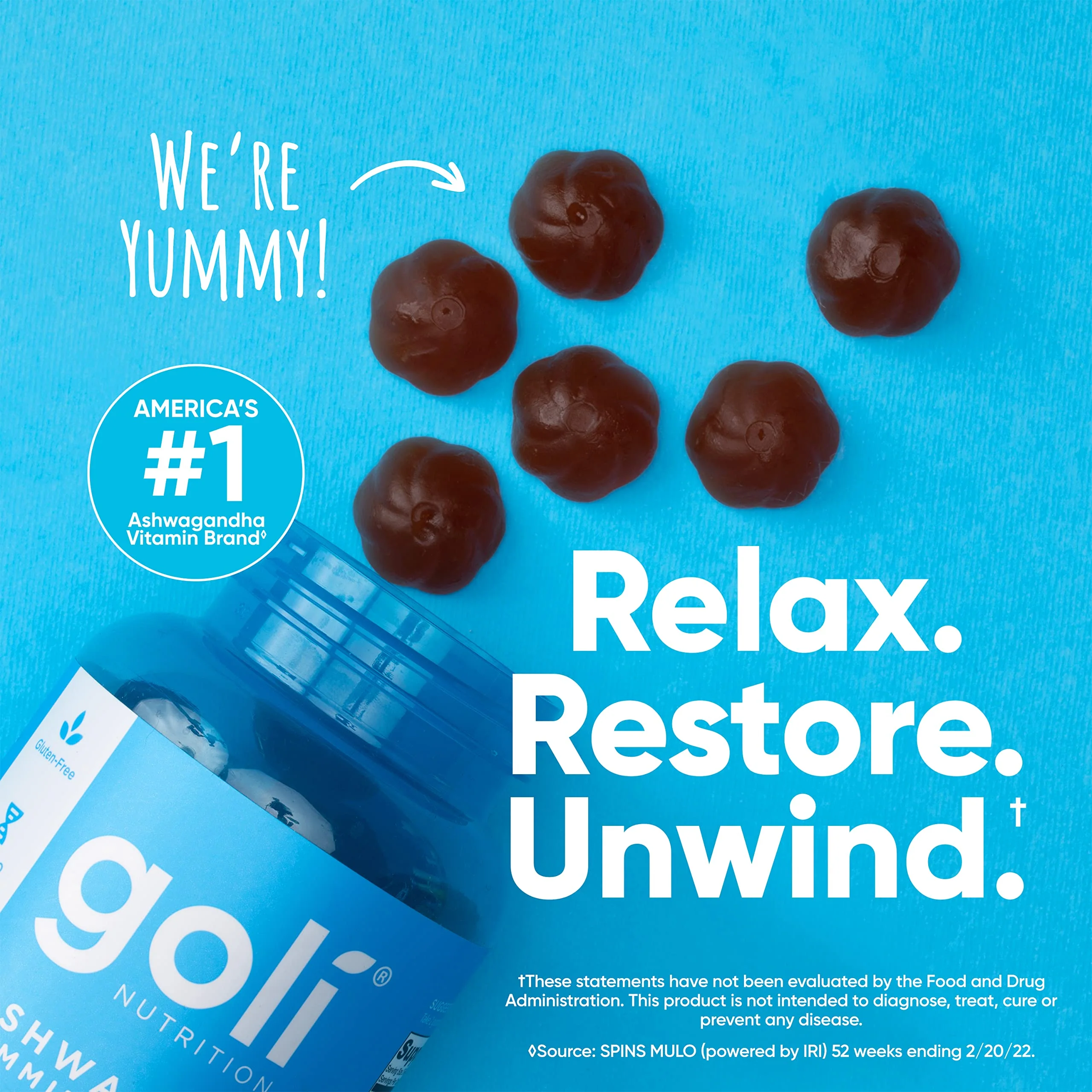 Goli Ashwagandha & Vitamin D Gummy - 300 Count - Mixed Berry, KSM-66, Vegan, Plant Based, Non-GMO, Gluten-Free & Gelatin Free Relax. Restore. Unwind, Pack of 5 - Image 9