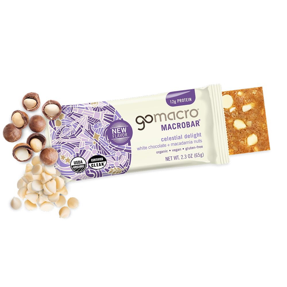 GoMacro MacroBar Organic Vegan Protein Bars - White Chocolate + Macadamia Nuts (2.3 Ounce Bars, 12 Count) - Image 4