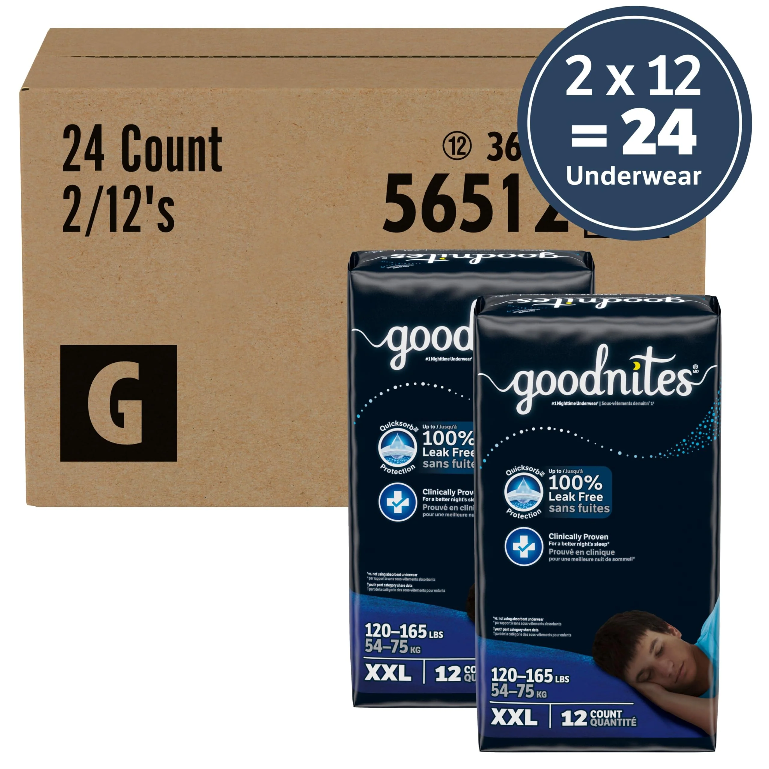 Goodnites Boys' Nighttime Underwear, Size XXL (120-165 lbs), 24 Ct (2 Packs of 12), Packaging May Vary - Image 11