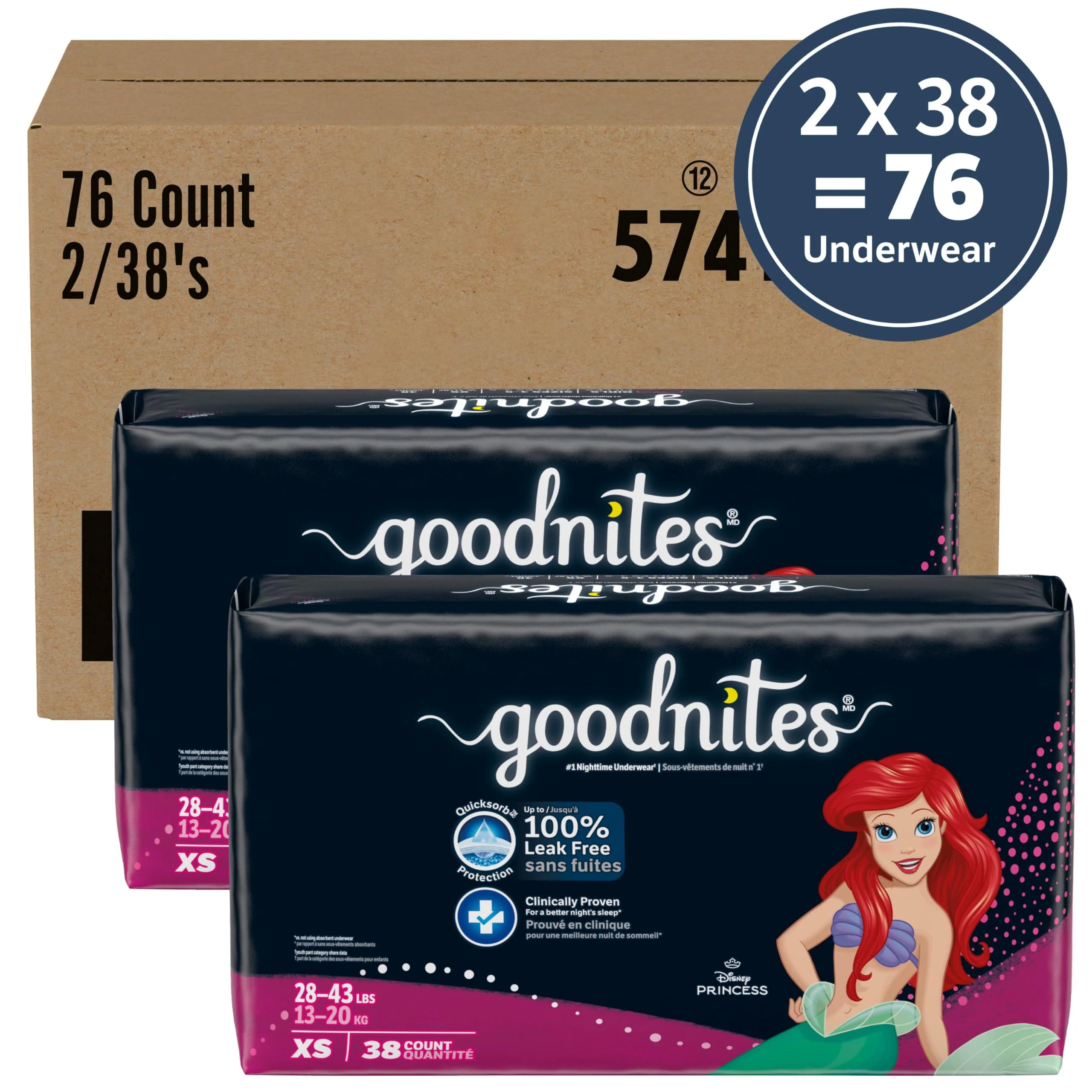 Goodnites Girls' Nighttime Bedwetting Underwear, Size Extra Small (28-43 lbs), 76 Ct (2 Packs of 38), Packaging May Vary - Image 11