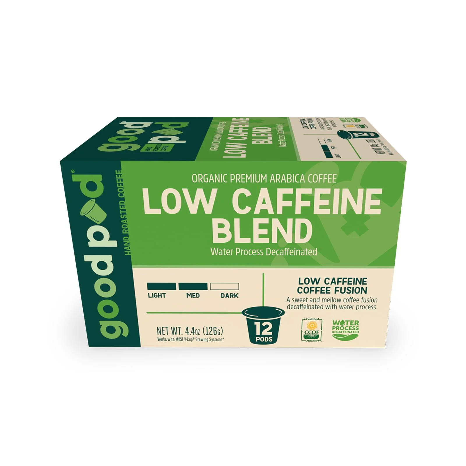 goodPOD Low Caffeine Blend Single Serve Coffee K Cup Pods, Organic Arabica Coffee, Medium Roast, 12 Count - Image 5