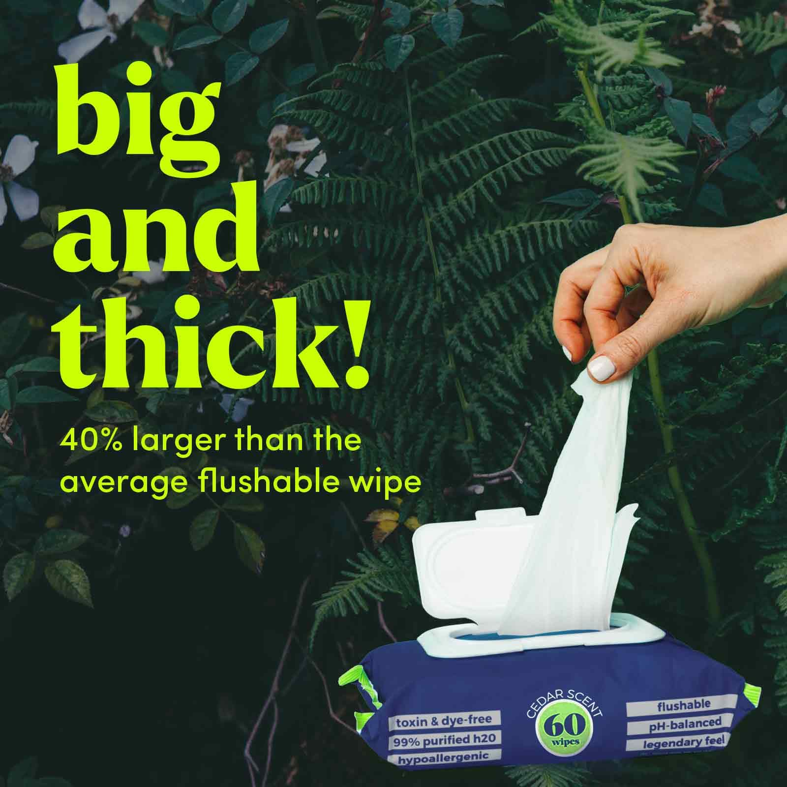 Goodwipes Flushable Butt Wipes Made with Vitamin E & Aloe - Soft & Gentle Wet Wipe Dispenser for Home Use, Septic & Sewer Safe - Largest Adult Toilet Towelettes - Cedar, 360 Count (6 Packs) - Image 6