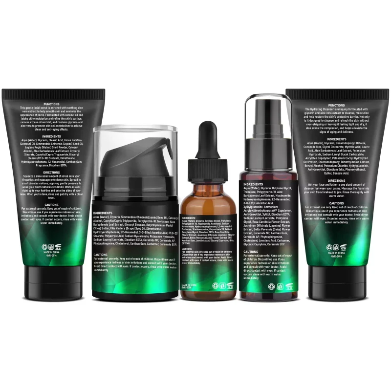 GOWLAVER All In One Men's Skin Care Set Facial Cleanser Toner Scrub Serum Moisturizer - Image 9