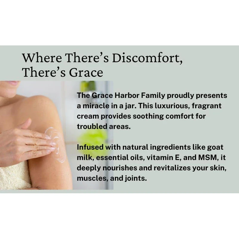 Grace Harbor MSM Cream Extra Strength - Nourishing Skin, Muscle, and Joint Therapy – Goat Milk, Essential Oils, Vitamin E – Non-Greasy Whole Body Rub – Made with Prayer in USA - 4 Ounce - Image 2