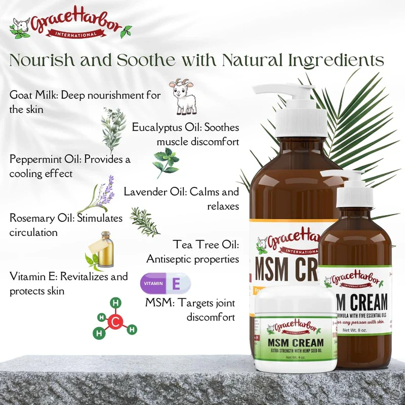 Grace Harbor MSM Cream Extra Strength - Nourishing Skin, Muscle, and Joint Therapy – Goat Milk, Essential Oils, Vitamin E – Non-Greasy Whole Body Rub – Made with Prayer in USA - 4 Ounce - Image 8