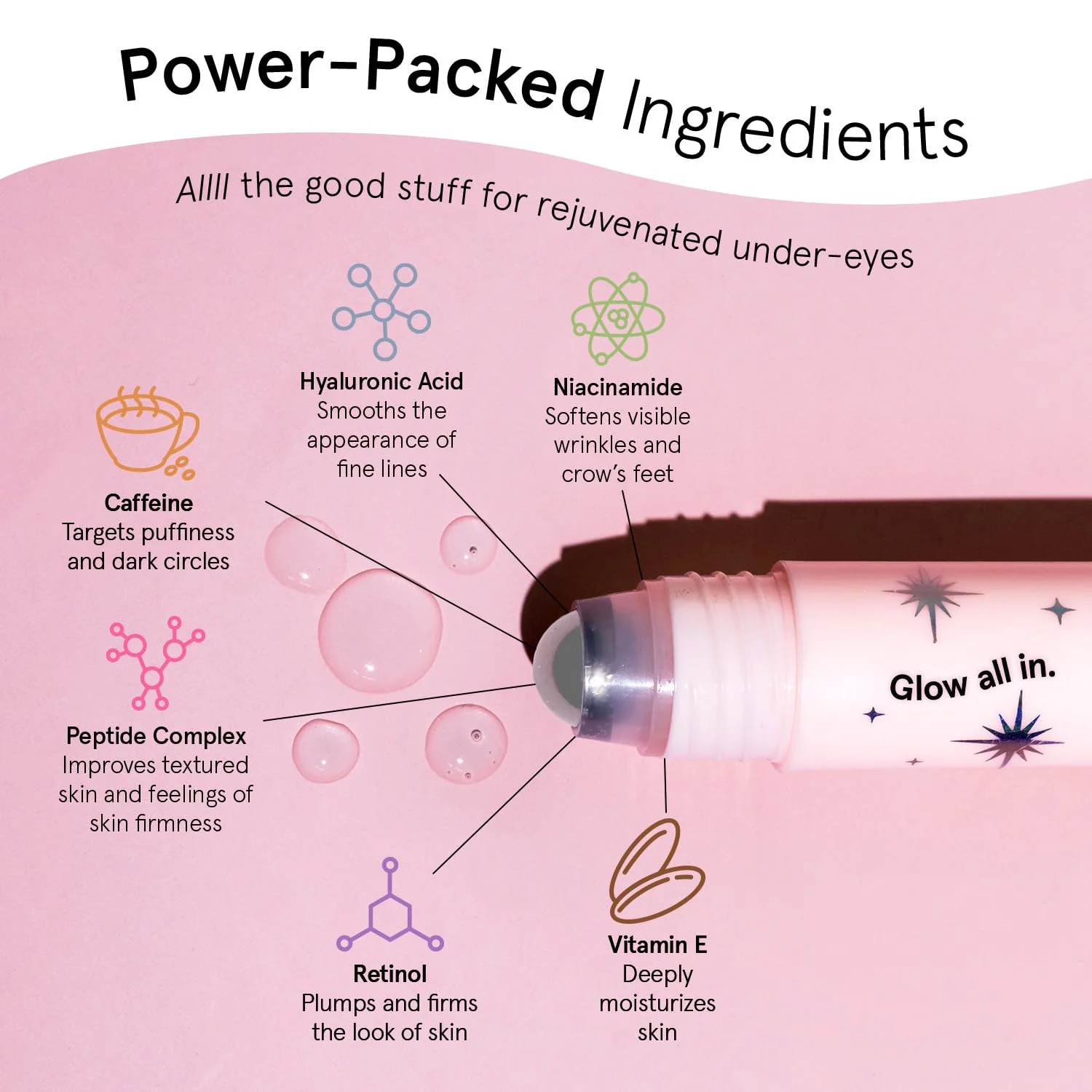 grace & stella Award Winning Under Eye Brightener Roller - Airplane Travel Essentials - Retinol & Caffeine Eye Serum for Puffiness, Dark Circles, Wrinkles - Vegan Skincare (15ml / 0.51floz) - Image 6