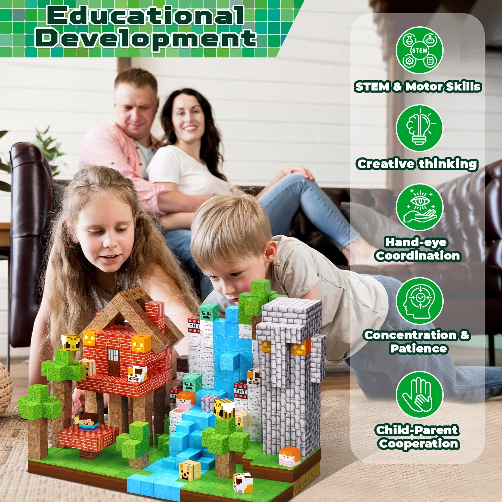 GraceDuck Magnetic Blocks - 150 PCS Build Magnetic Windmill Falls Homes - Magnetics Toys for Montessori Toddler Christmas Birthday Gifts - STEM Sensory Toys for 3 4 5 6 7 8 9 10 Year Old Boys & Girls - Image 3