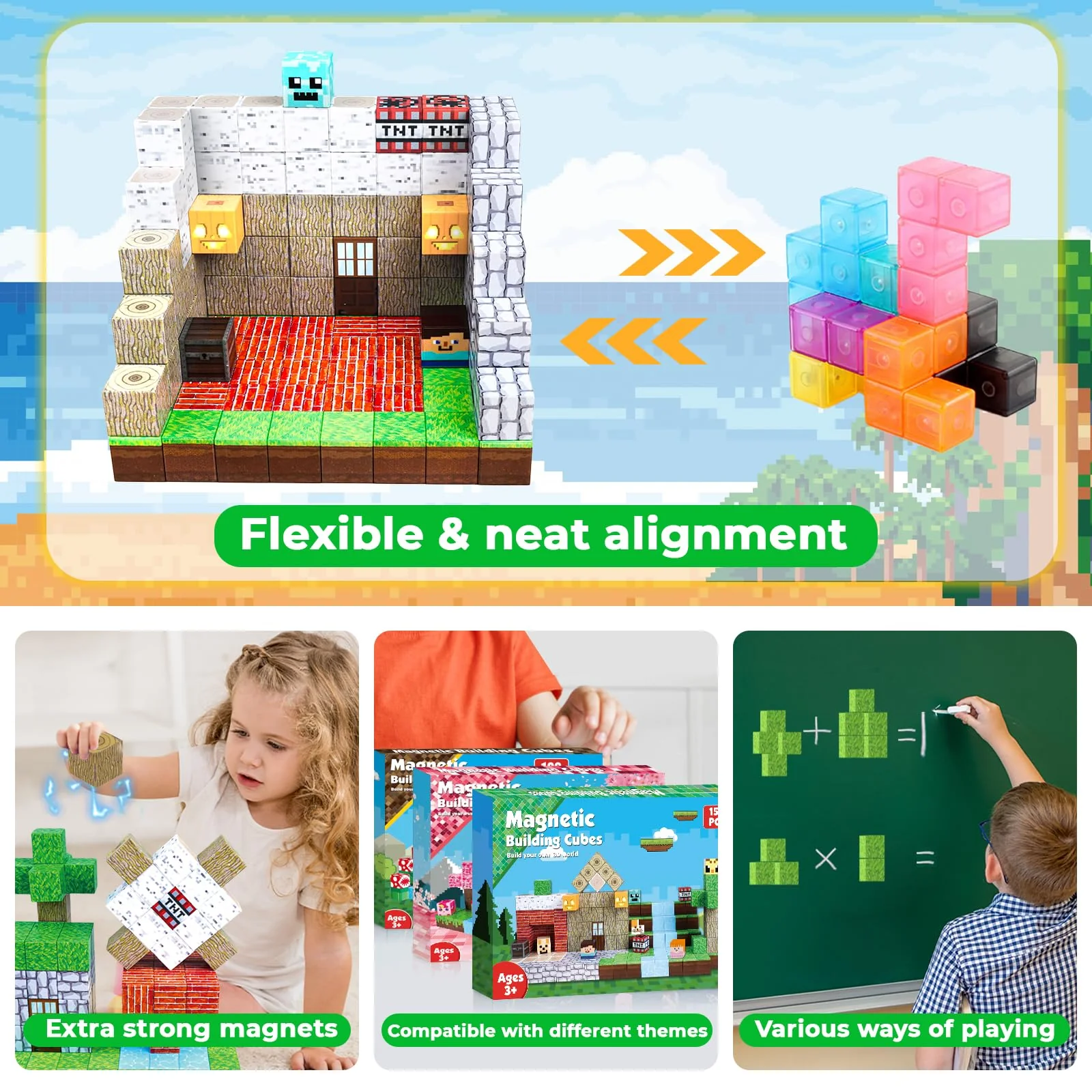 GraceDuck Magnetic Blocks - 150 PCS Build Magnetic Windmill Falls Homes - Magnetics Toys for Montessori Toddler Christmas Birthday Gifts - STEM Sensory Toys for 3 4 5 6 7 8 9 10 Year Old Boys & Girls - Image 4