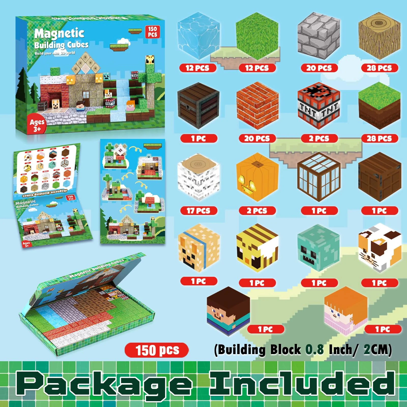 GraceDuck Magnetic Blocks - 150 PCS Build Magnetic Windmill Falls Homes - Magnetics Toys for Montessori Toddler Christmas Birthday Gifts - STEM Sensory Toys for 3 4 5 6 7 8 9 10 Year Old Boys & Girls - Image 7