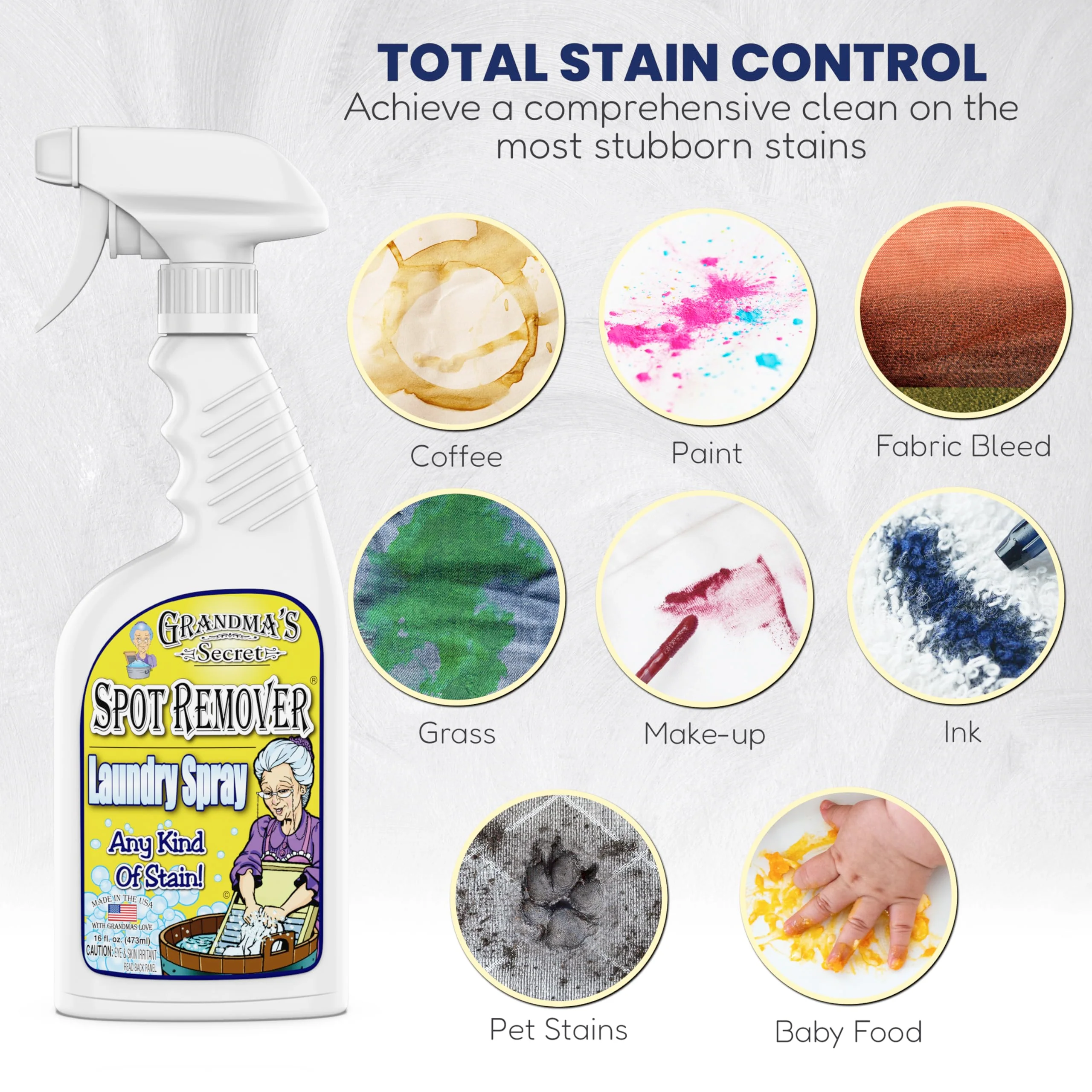 Grandma's Secret Spot Remover Laundry Spray - Chlorine, Bleach and Toxin-Free Stain Remover - Stain Remover for Clothes - Fabric Stain Remover Removes Oil, Paint, Blood and Pet Stains - 16 Oz, 3 Pack - Image 6