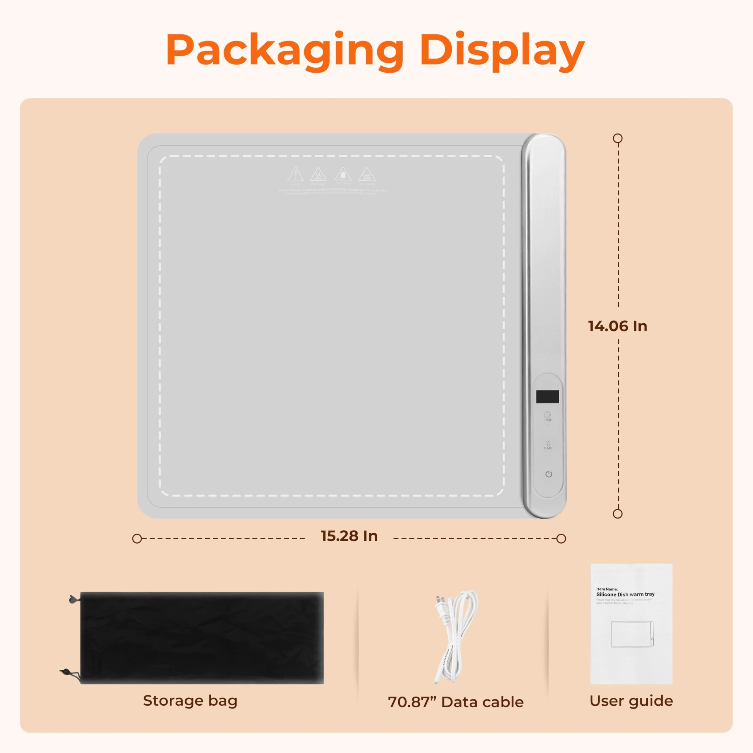 Graphene Warming Mat for Food, Electric Warming Tray with 6 Temp & 6H Timer, 300W Full Surface Heating, Waterproof Foldable Mat for Countertop, Parties, Buffets, Home Use (Light Gray) - Image 4