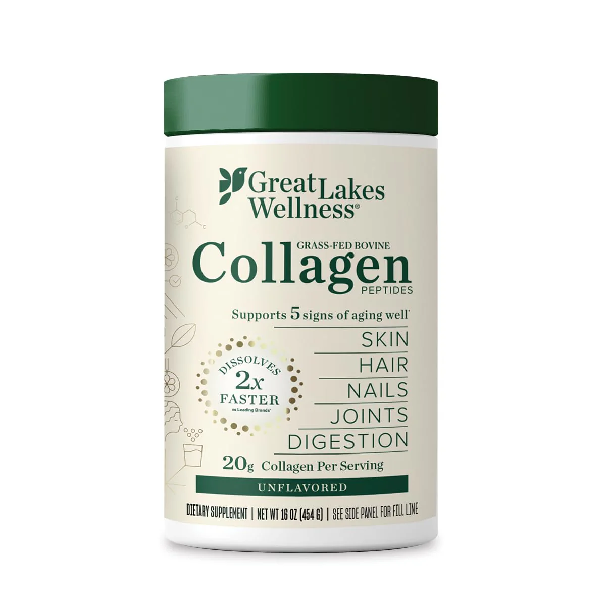 Great Lakes Wellness Collagen Peptides Powder for Skin, Hair, Nails, Joints & Digestion - Unflavored - Quick Dissolve Hydrolyzed, Non-GMO, Keto, Kosher - 16oz - Image 11
