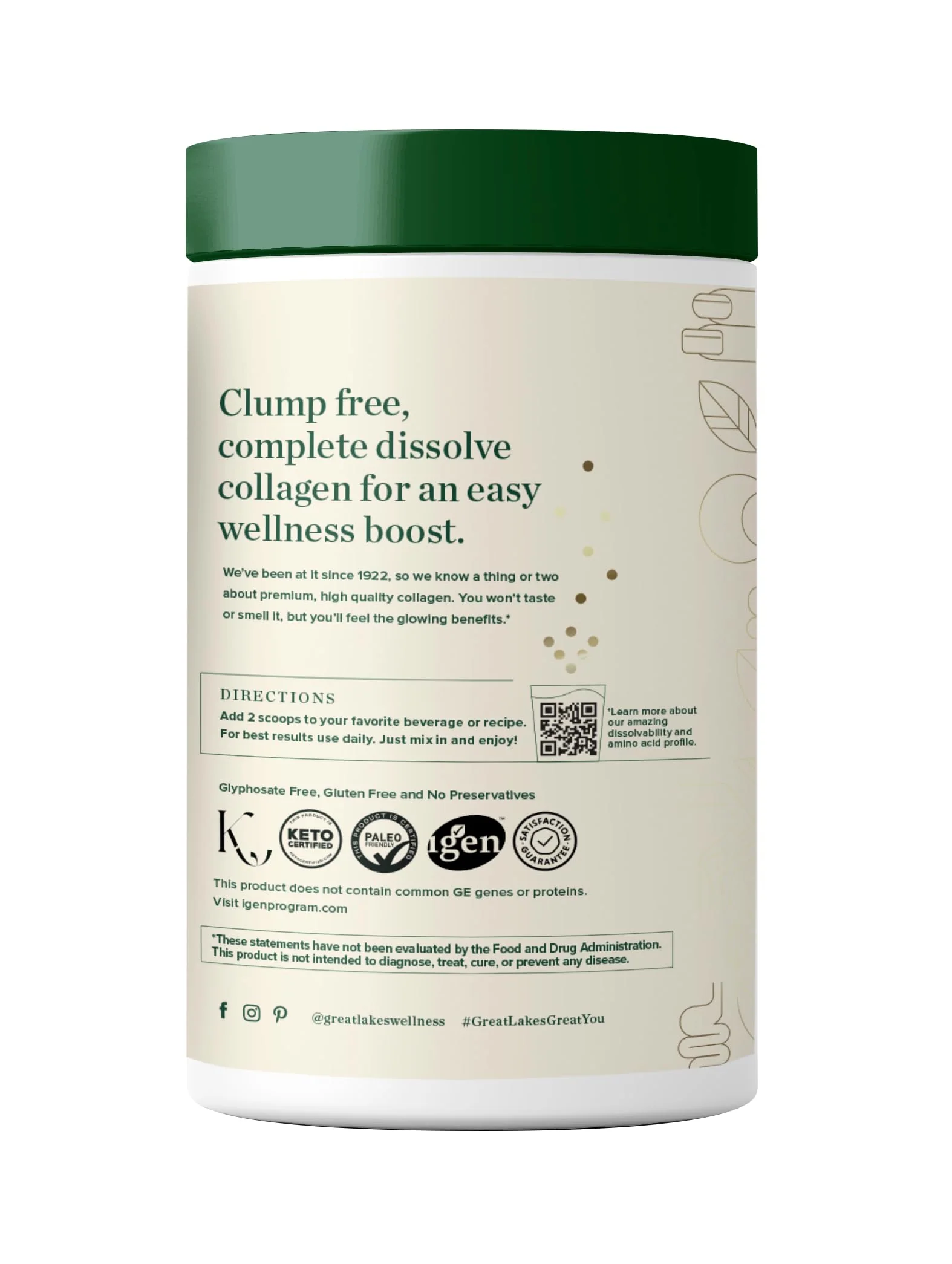 Great Lakes Wellness Collagen Peptides Powder for Skin, Hair, Nails, Joints & Digestion - Unflavored - Quick Dissolve Hydrolyzed, Non-GMO, Keto, Kosher - 16oz - Image 3