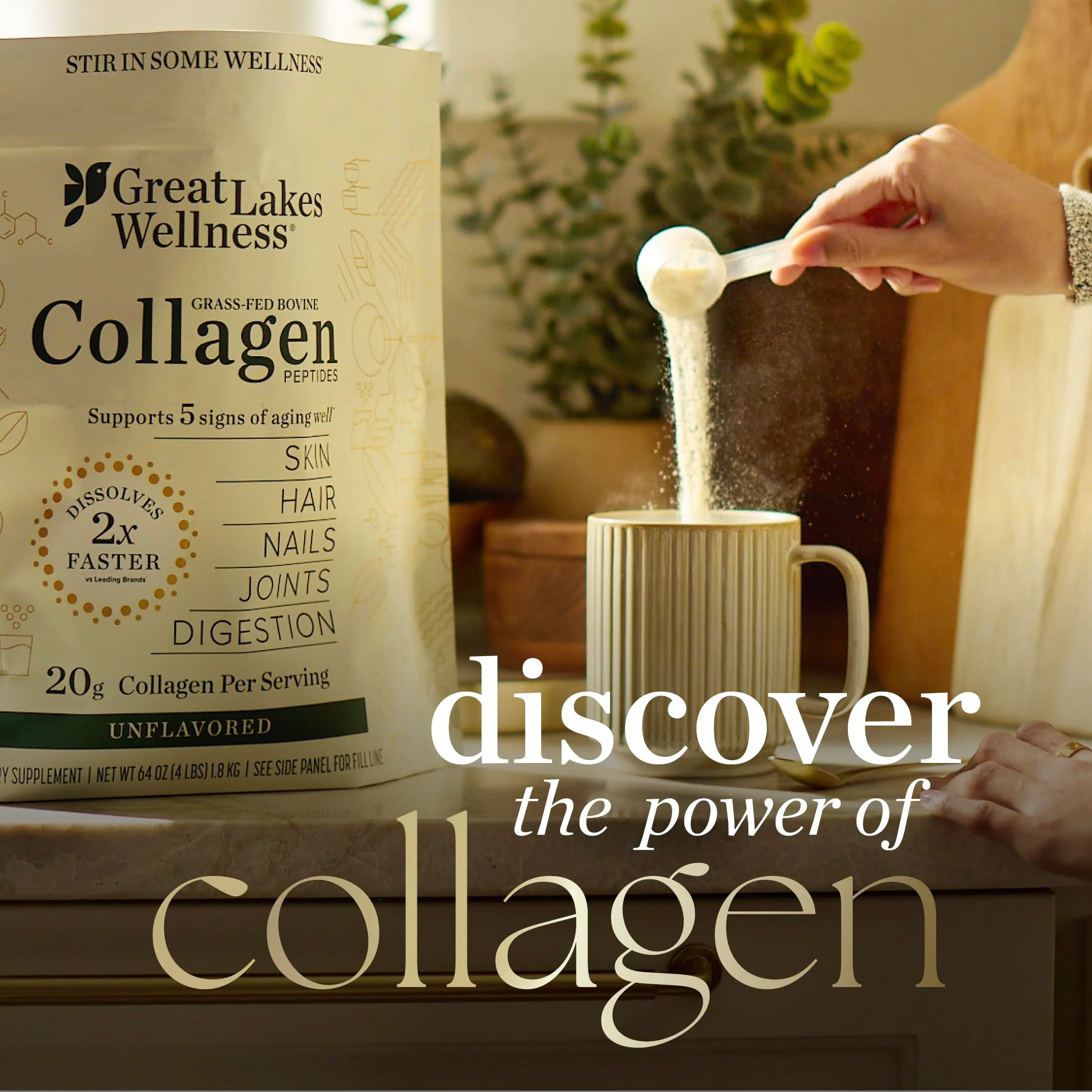 Great Lakes Wellness Collagen Peptides Powder for Skin, Hair, Nails, Joints & Digestion - Unflavored - Quick Dissolve Hydrolyzed, Non-GMO, Keto, Kosher - 20 Sticks - Image 6