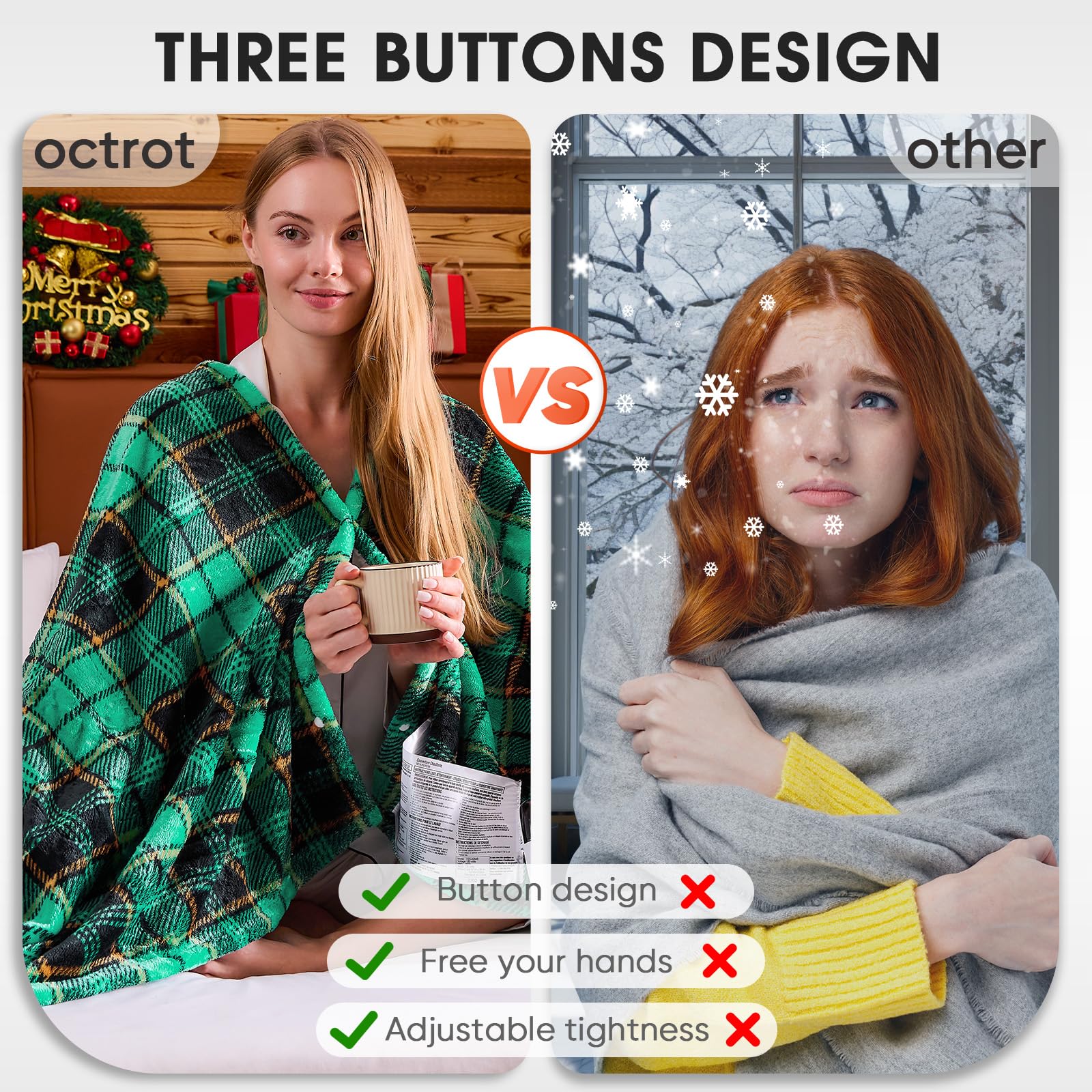 Green Heated Blanket Electric Throw 50X60, Heating Blanket for Couch, Plaid Sherpa Winter Blankets Warmer, 10 Levels & 8-Hour Auto Off, Fast Heated House Warming Gifts New Home Christmas Decor for Mom - Image 3