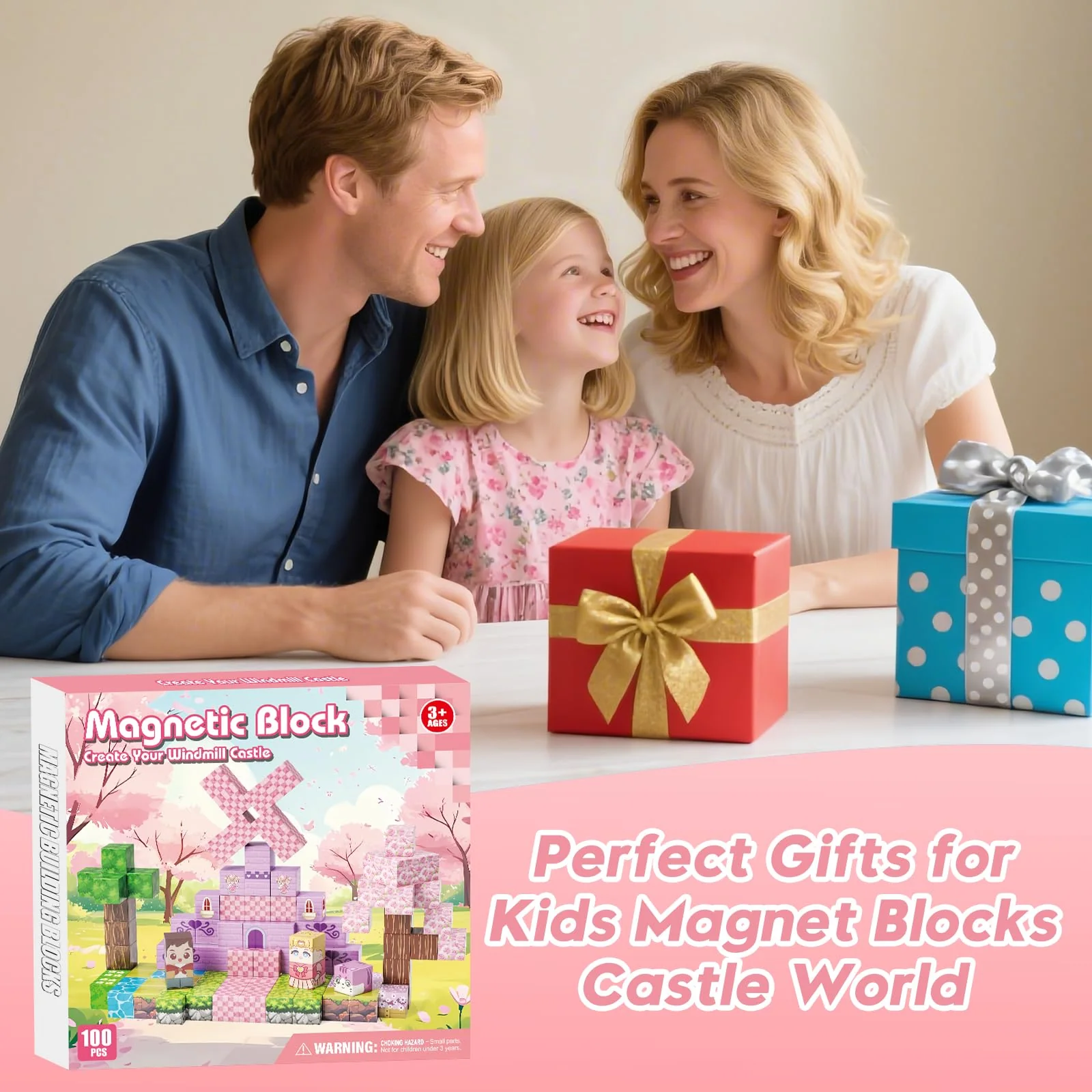 Gryxpox Magnetic Blocks, Magnetic Building Blocks 100pcs, STEM Sensory Toys with Princess Castle Build–Creative Magnet Tiles for Toddlers Ages 3+, Boys & Girls–Christmas Birthday Party Kids Gifts - Image 2